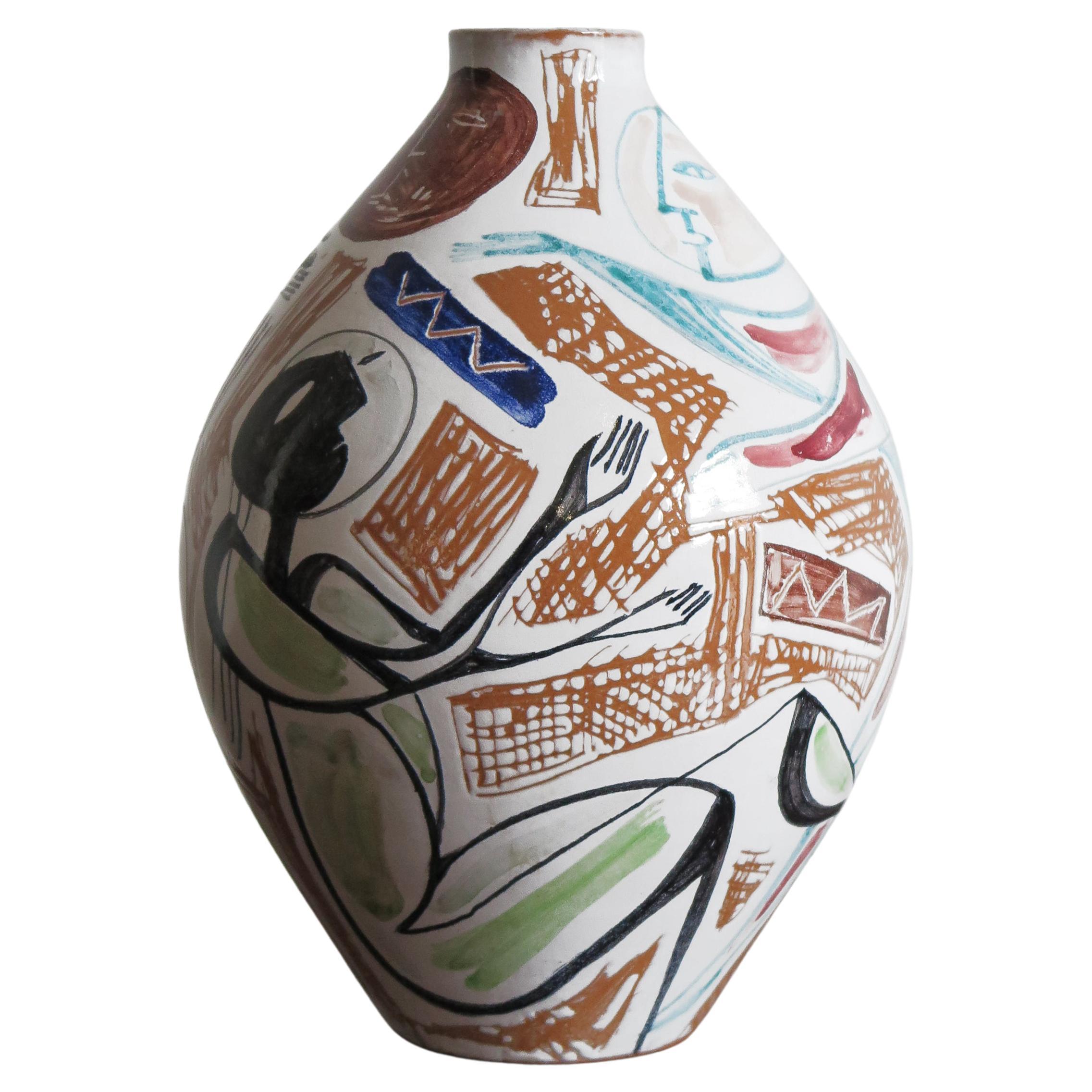 Elio Schiavon Italian Midcentury Pottery Ceramic Vase 1950s