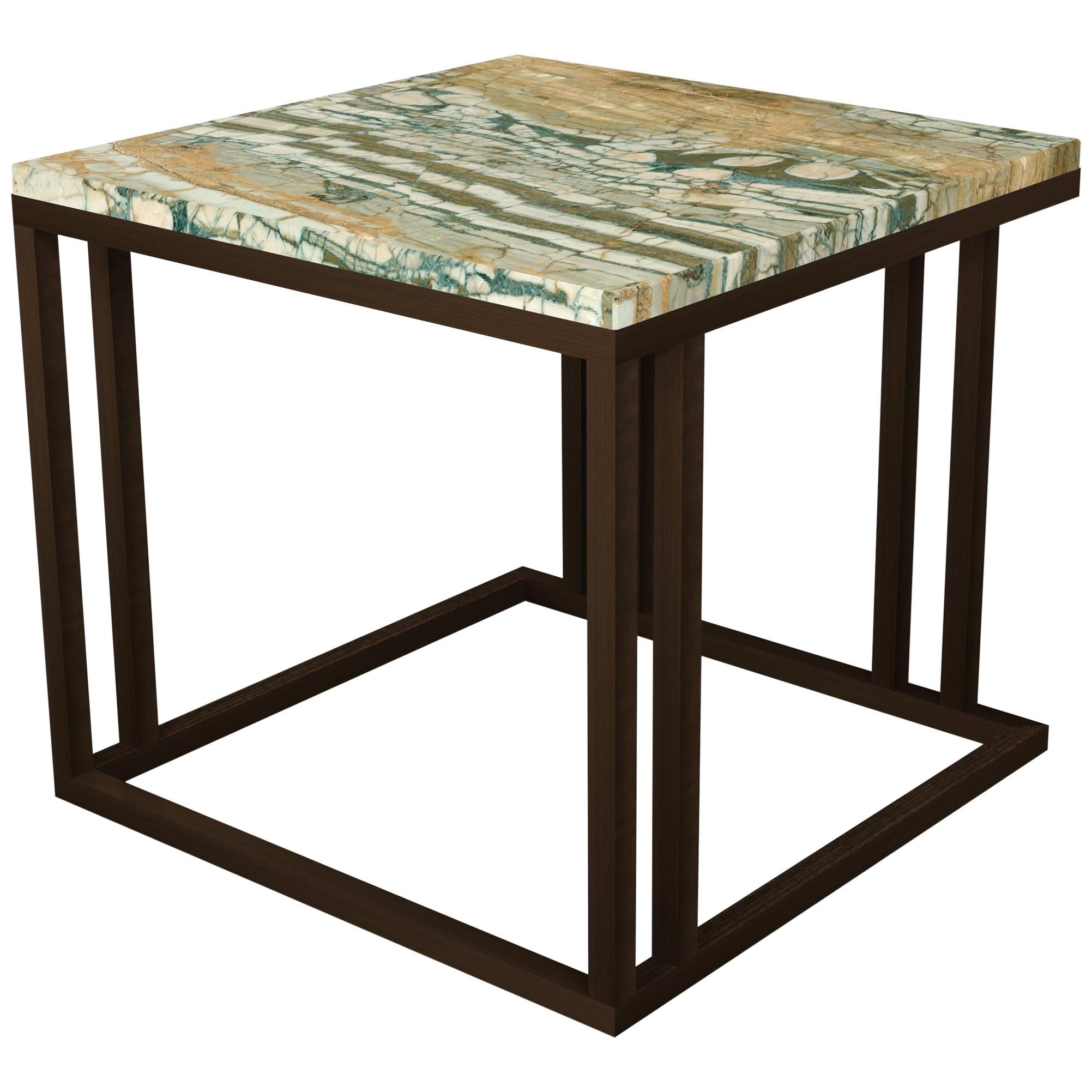 Art Deco Inspired Elio Side Table Dark Bronze Powder Coated Structure & Marble