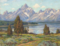 Jackson Lake and Grand Tetons, Wyoming (Mountain Landscape Painting)