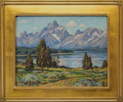 Jackson Lake and Grand Tetons:: Wyoming (peinture de paysage de fontaine)