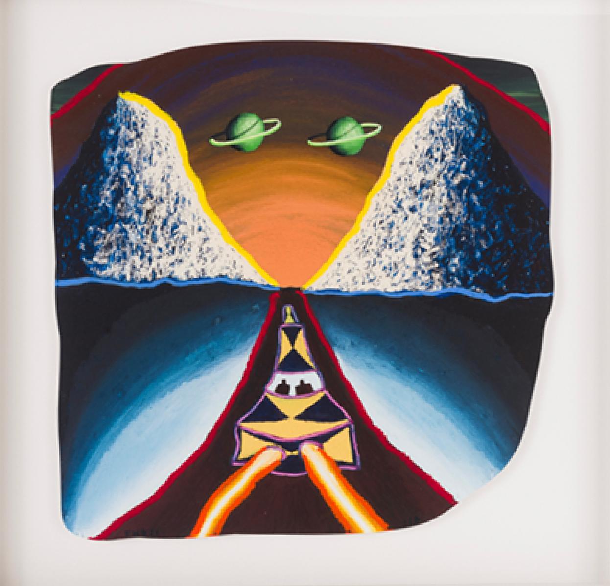 Eliot Greenwald Landscape Painting - Night Car (Near Sphere)