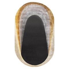 Tapis en soie moderne touffeté à la main ELIPS de couleur dorée, fait main