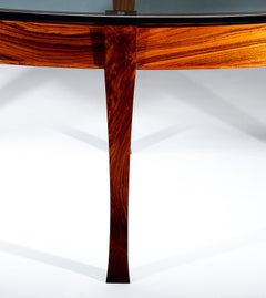 Elipse Glass Top Table in Bolivian Rosewood