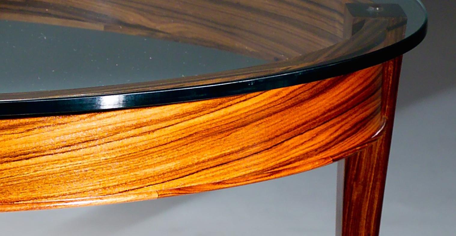 North American Elipse Glass Top Table in Bolivian Rosewood For Sale