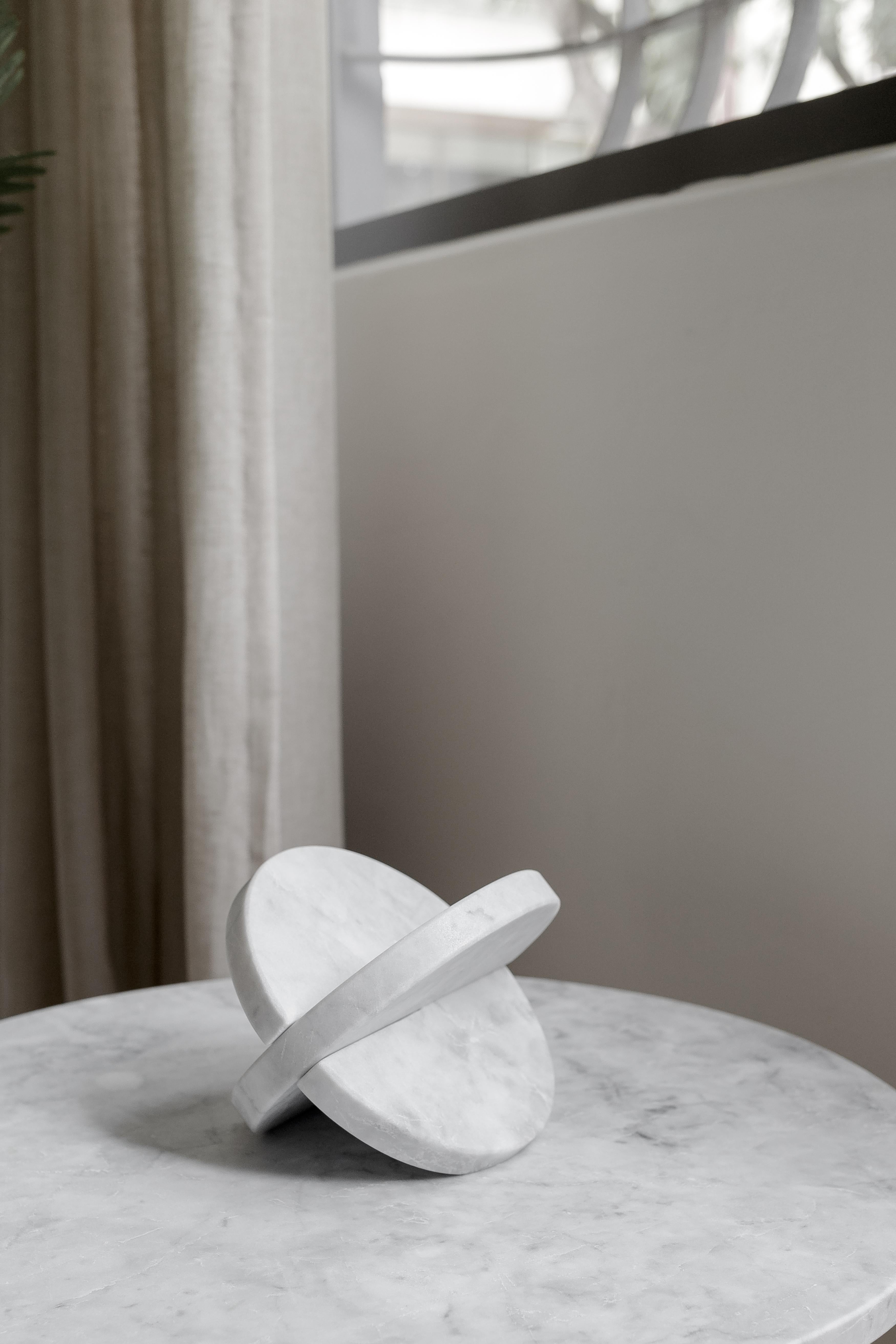 Modern Elipse White Marble Bookend