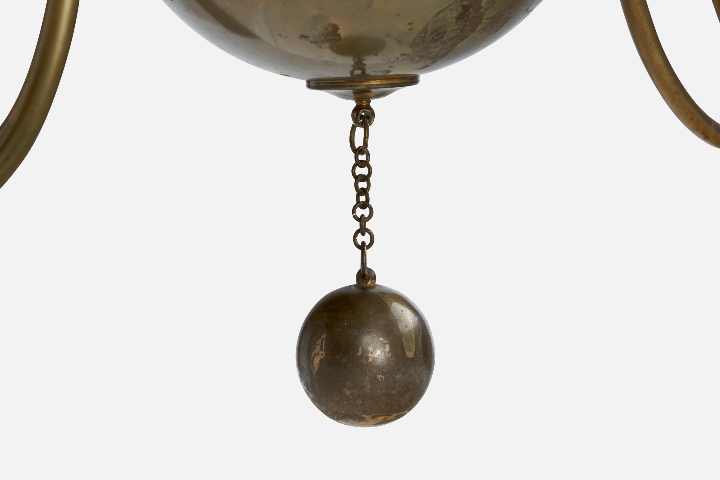 Elis Bergh, lustre, laiton, papier, Suède, années 1920 en vente 4