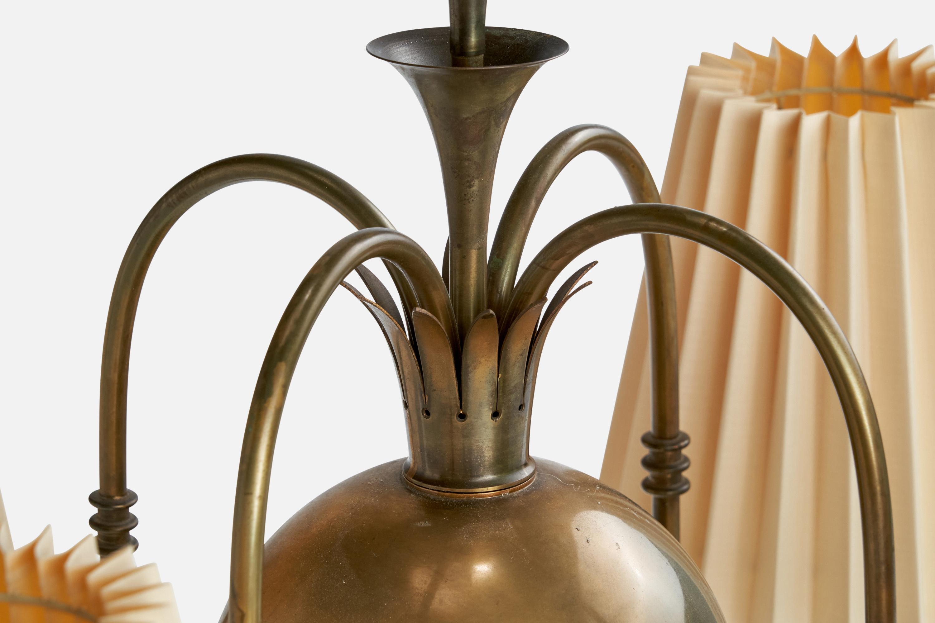 Elis Bergh, lustre, laiton, papier, Suède, années 1920 en vente 5
