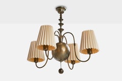 Elis Bergh, Chandelier, Brass, Paper, Sweden, 1920s