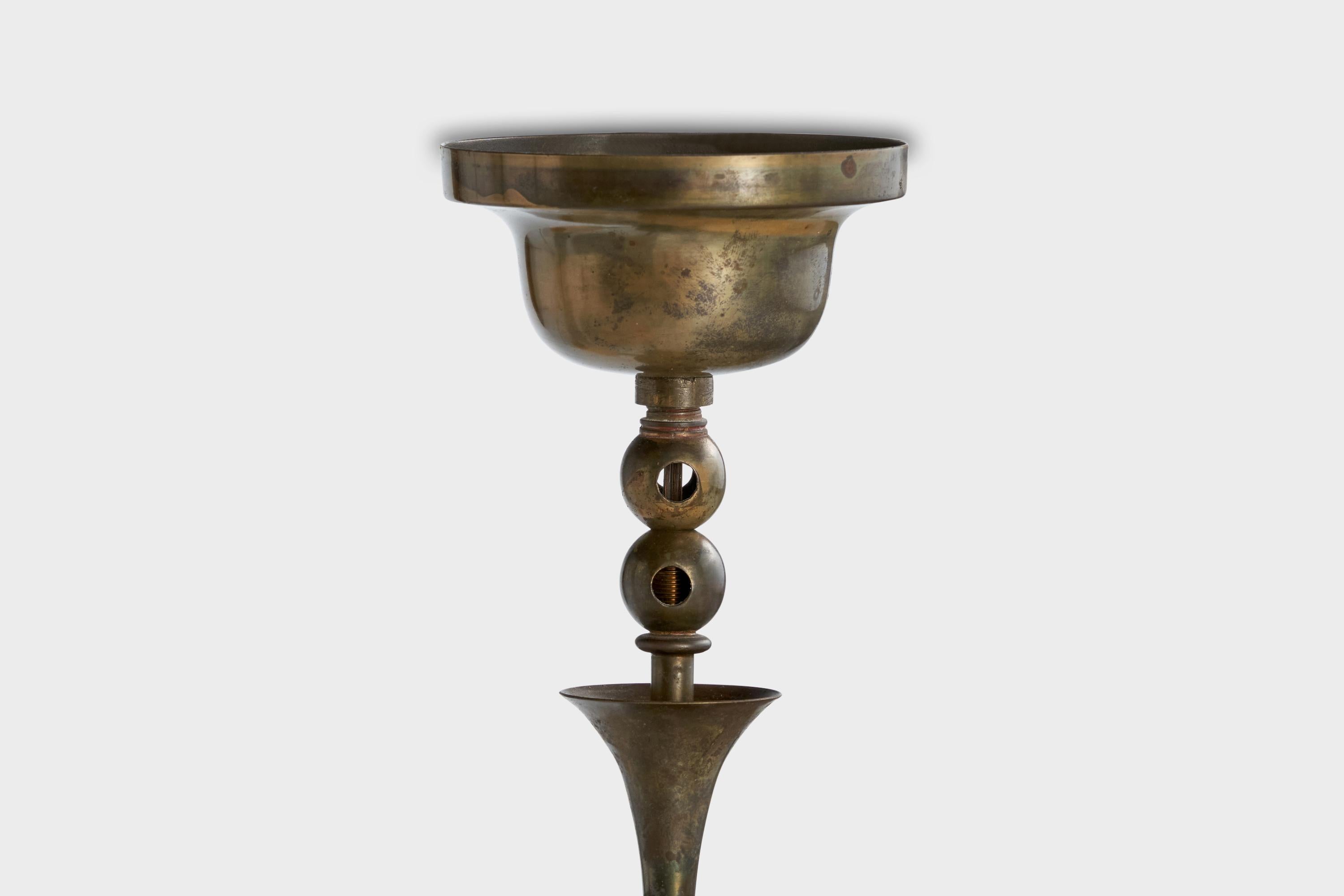 Début du 20ème siècle Elis Bergh, lustre, laiton, papier, Suède, années 1920 en vente