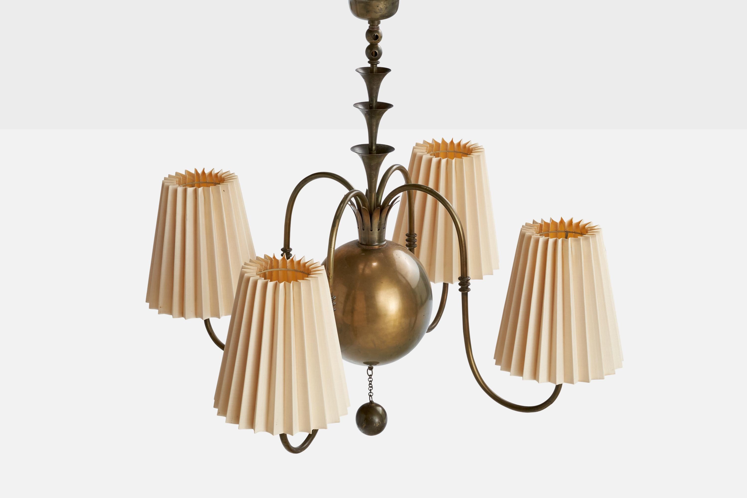 Laiton Elis Bergh, lustre, laiton, papier, Suède, années 1920 en vente
