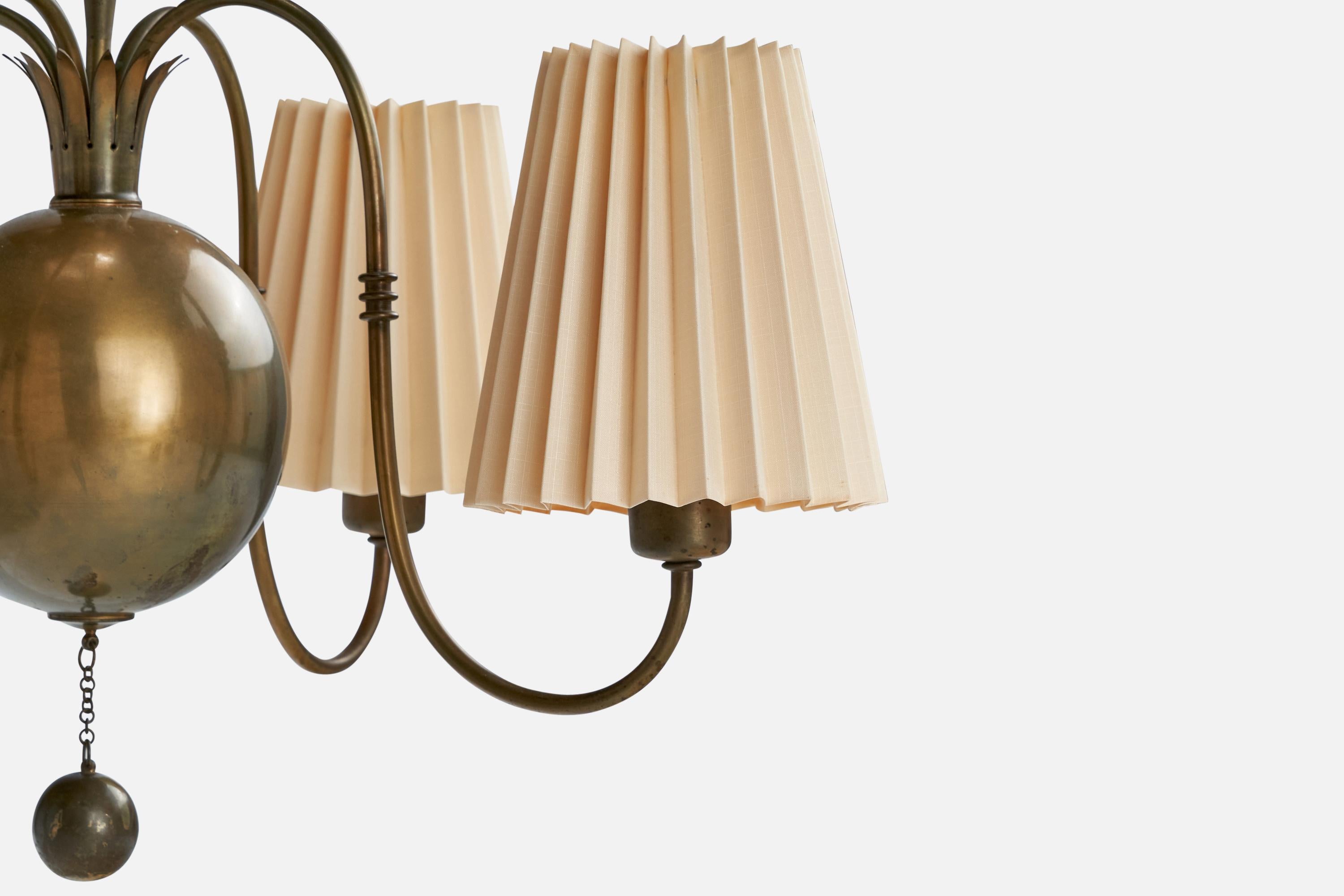 Elis Bergh, lustre, laiton, papier, Suède, années 1920 en vente 2