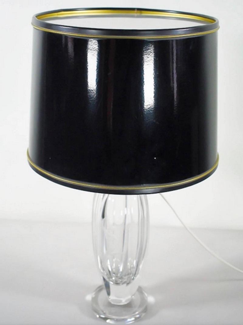 Mid-Century Modern Elis Bergh for Kosta Sweden Engraved Crystal Table Lamp For Sale