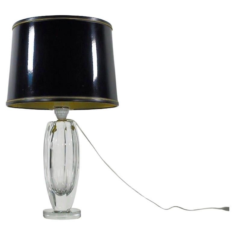 Elis Bergh for Kosta Sweden Engraved Crystal Table Lamp