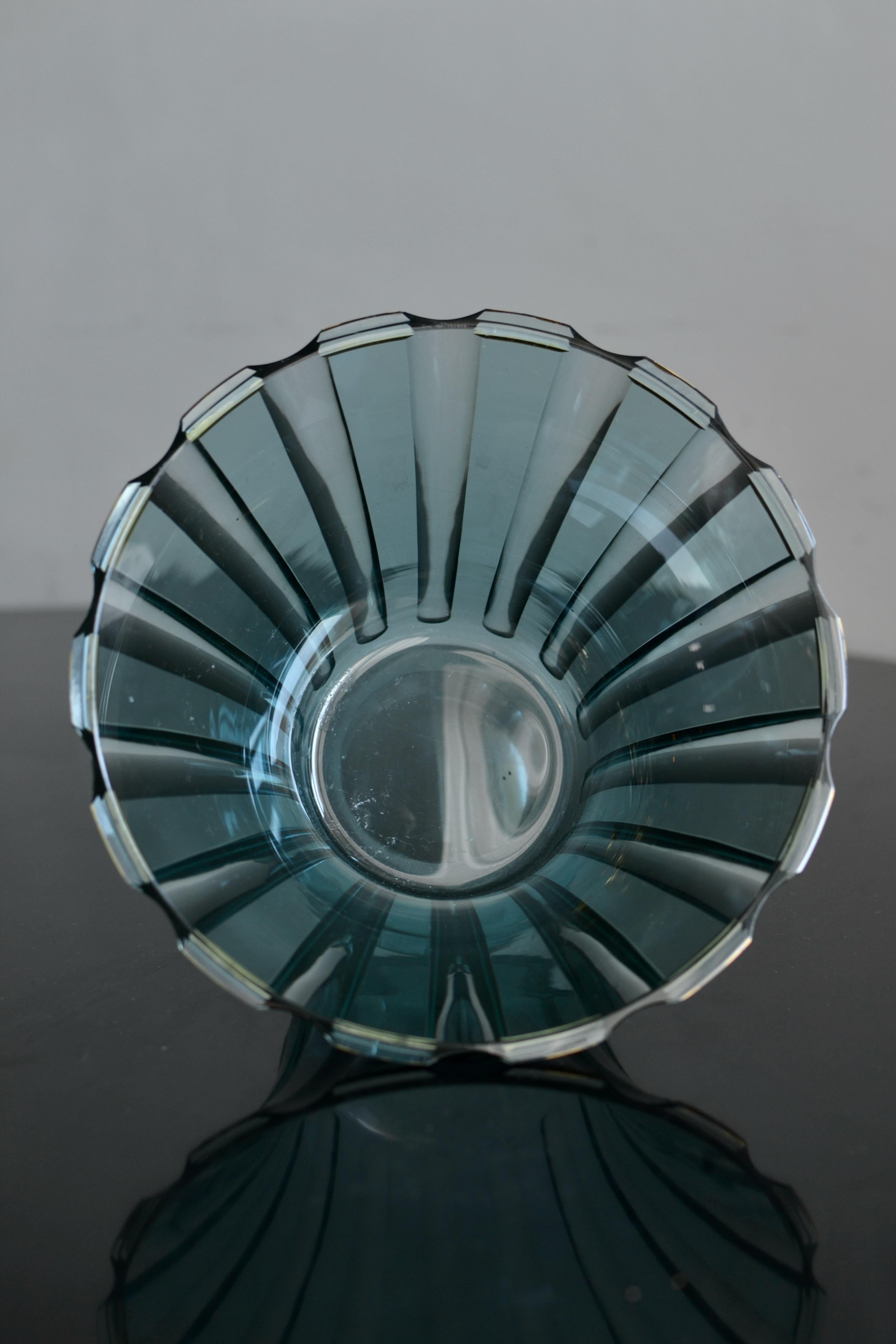 Gilt Elis Bergh Swedish Modern Glass Bowl, Kosta, Signed For Sale