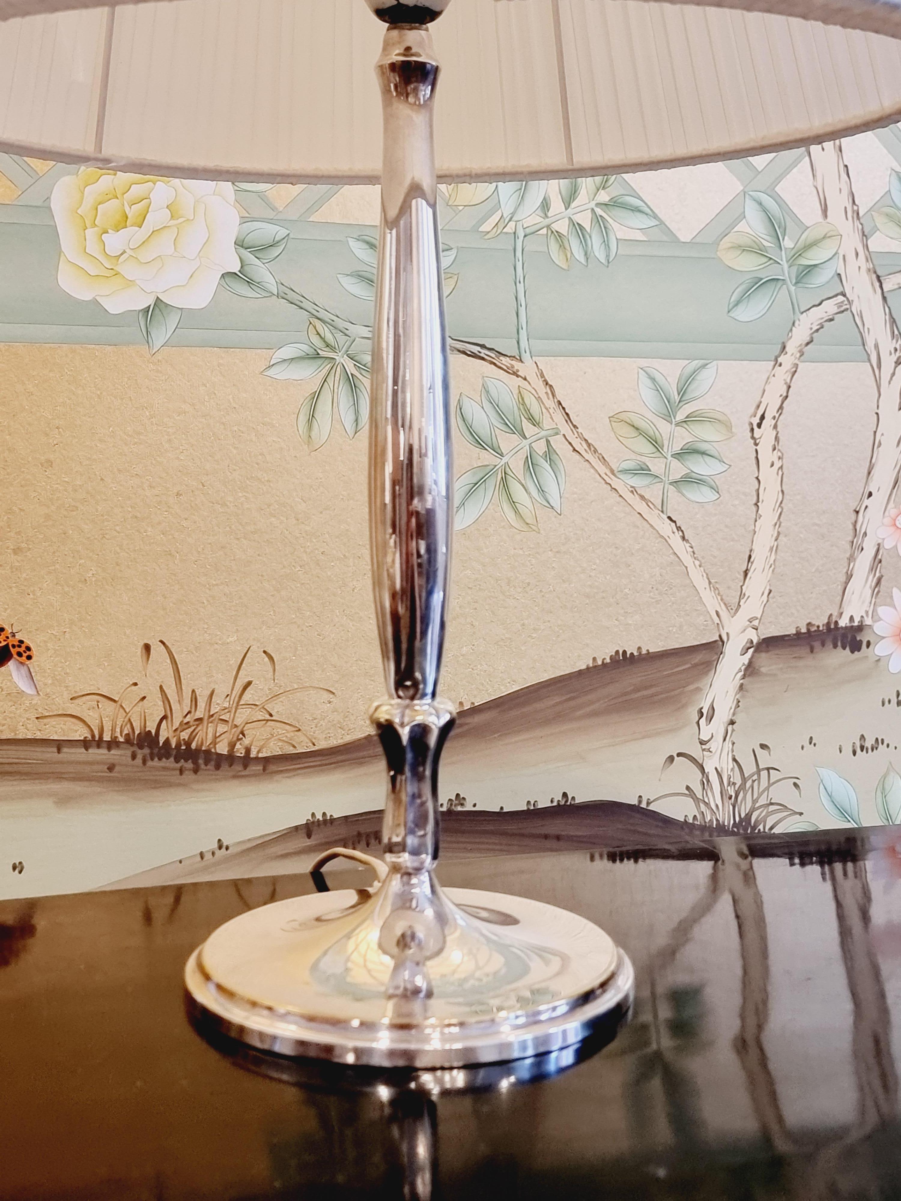 Silver Plate Elis Bergh, table lamp, silver plate, Swedish Grace 1920s, CG Hallberg