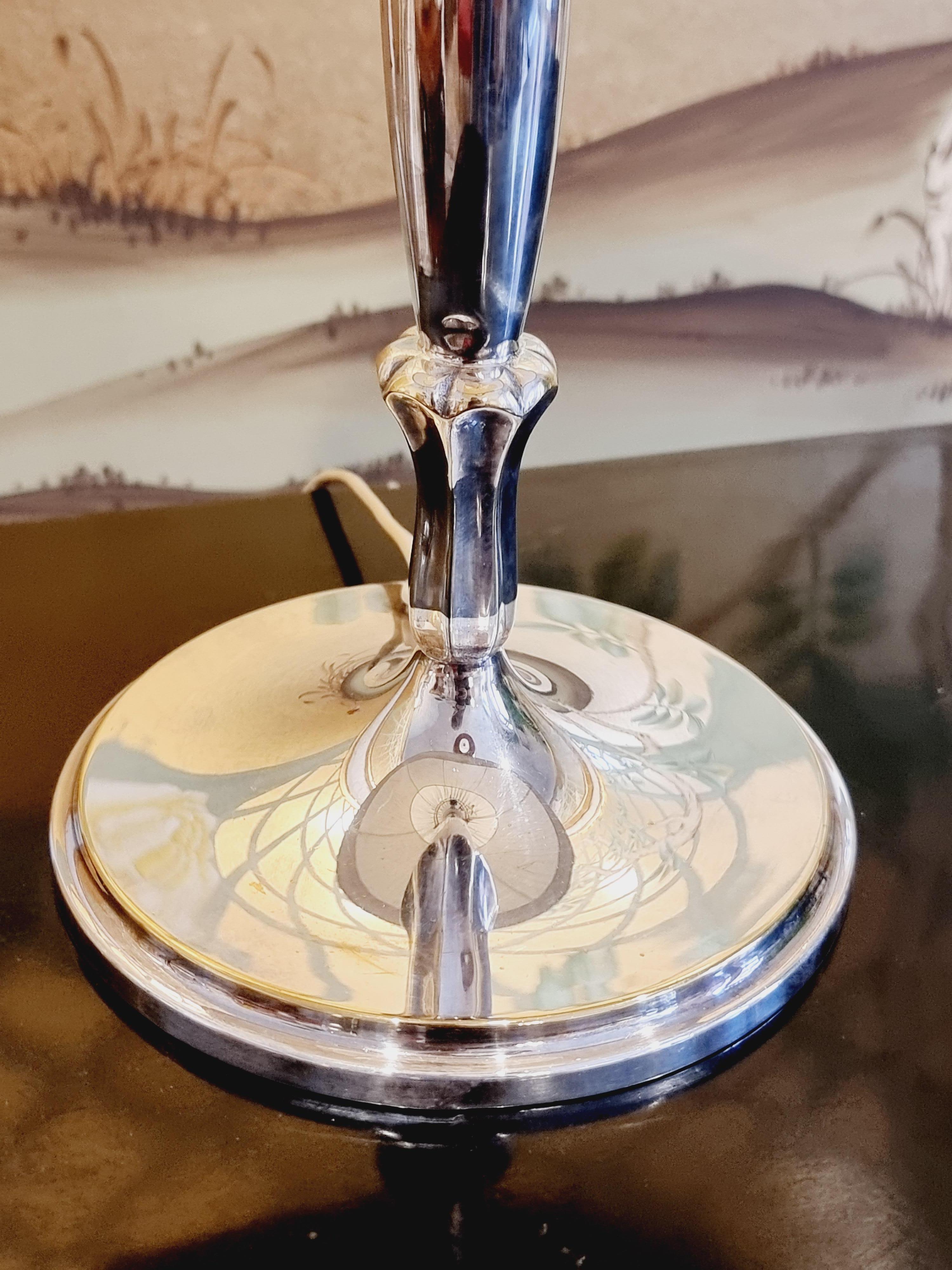 Elis Bergh, table lamp, silver plate, Swedish Grace 1920s, CG Hallberg 1