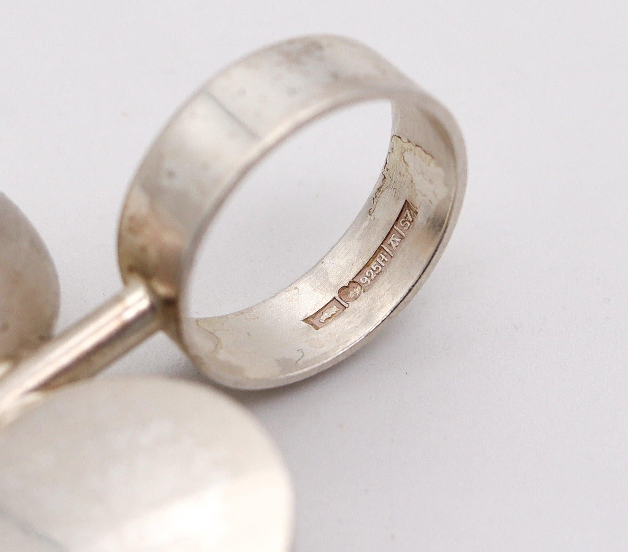 ELIS KAUPPI 1971 Finlandia Geometric Sculptural Ring In .925 Sterling Silver 2