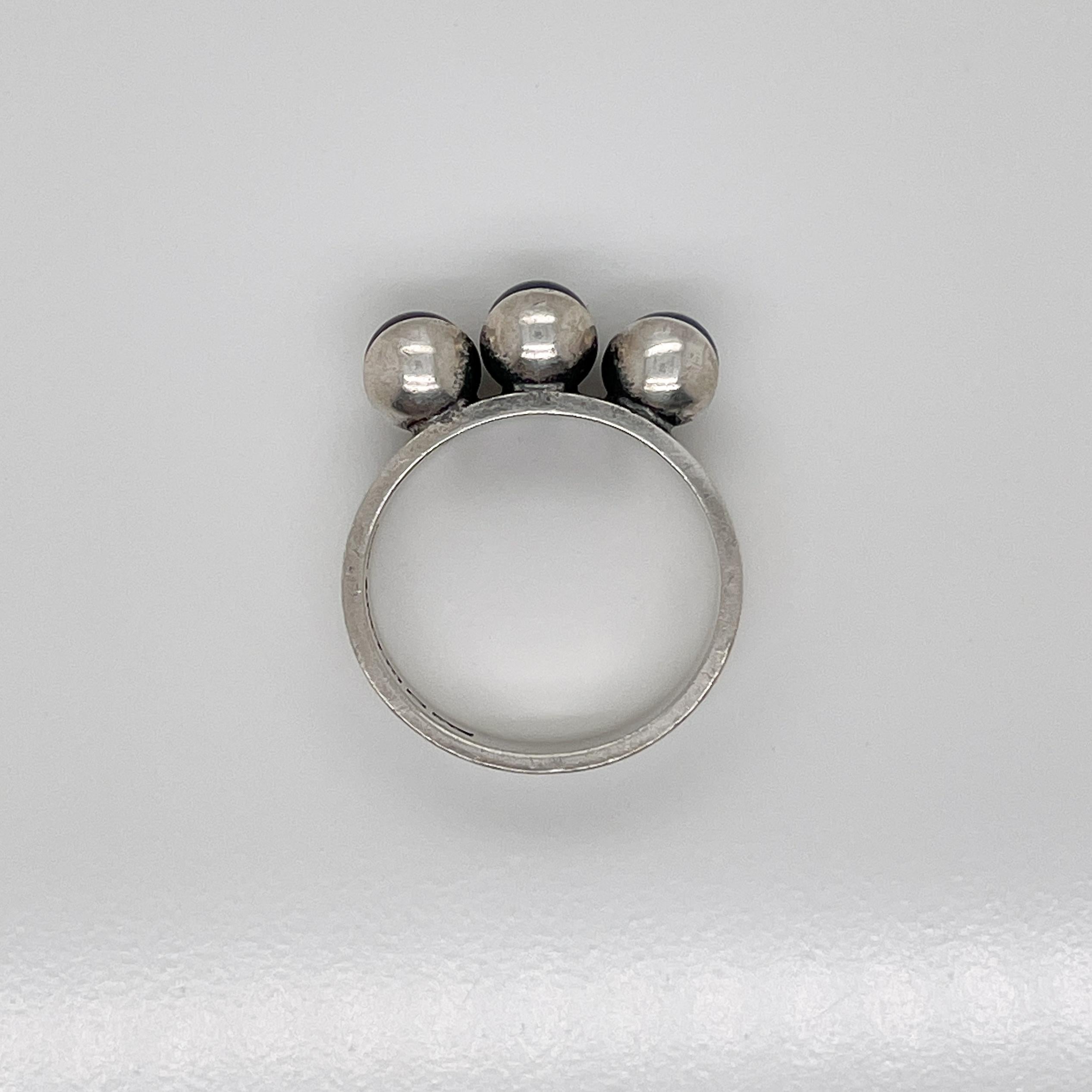 Elis Kauppi Finnish Modern Sterling Silver & Amethyst Ring For Sale 7