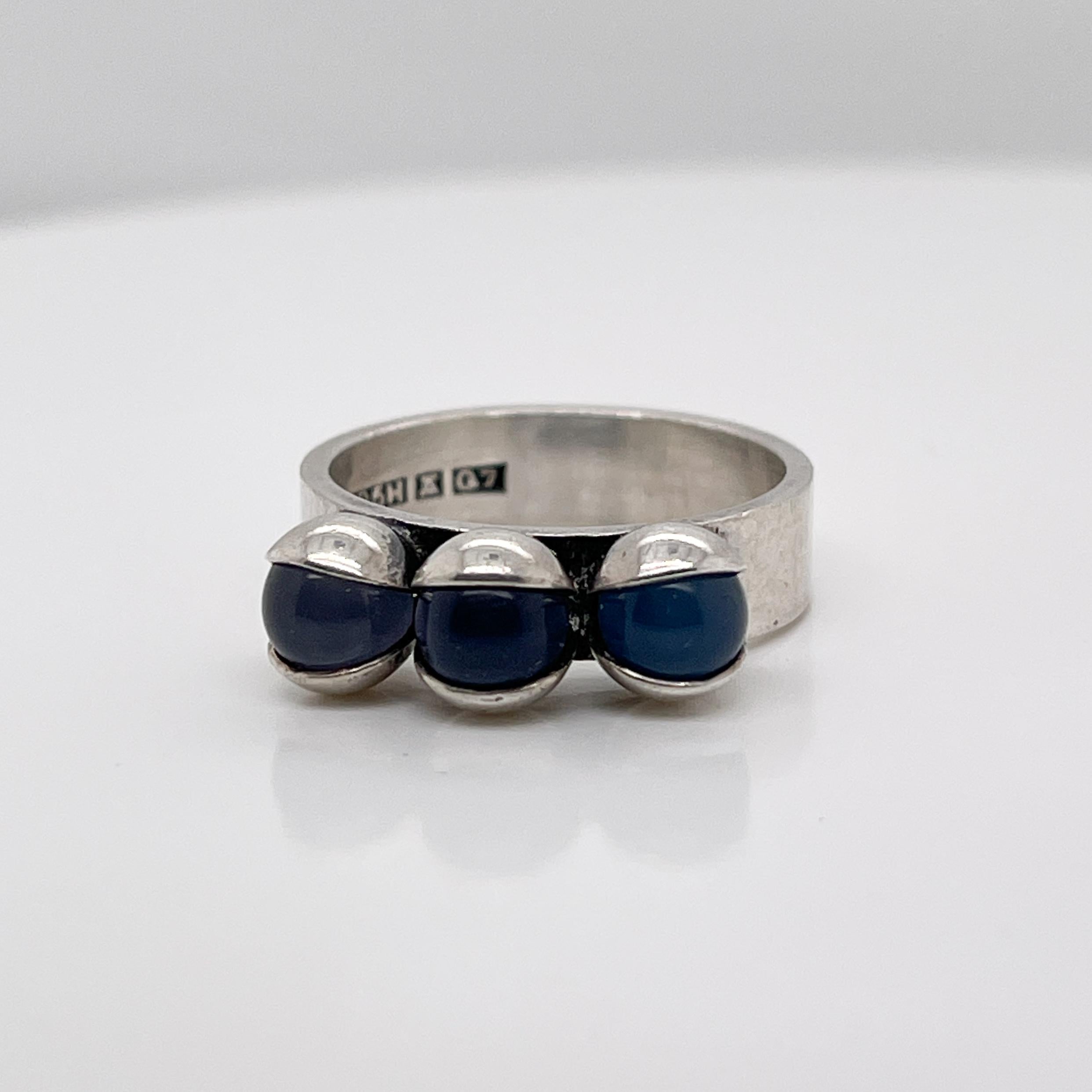 Modernist Elis Kauppi Finnish Modern Sterling Silver & Amethyst Ring For Sale