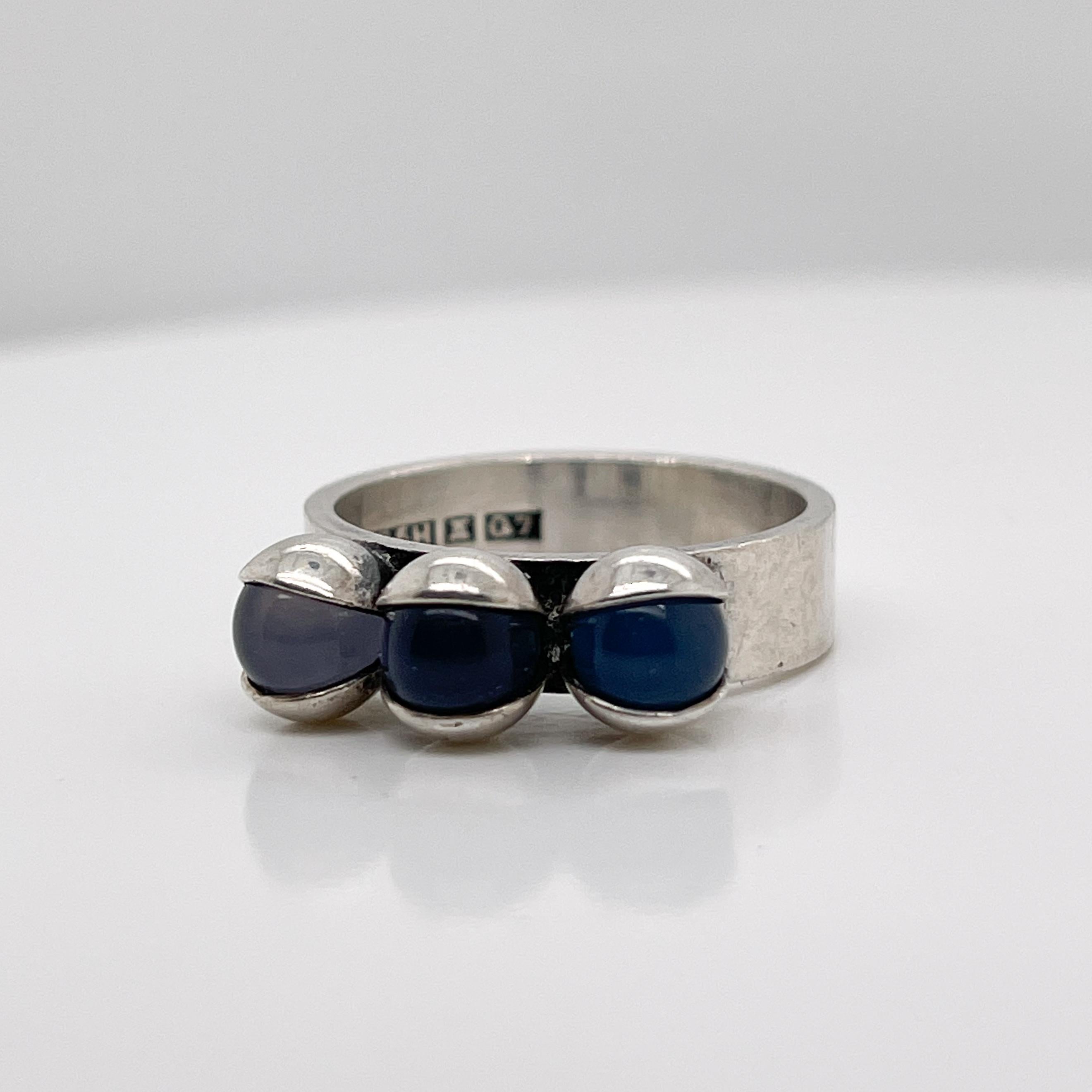 Bead Elis Kauppi Finnish Modern Sterling Silver & Amethyst Ring For Sale