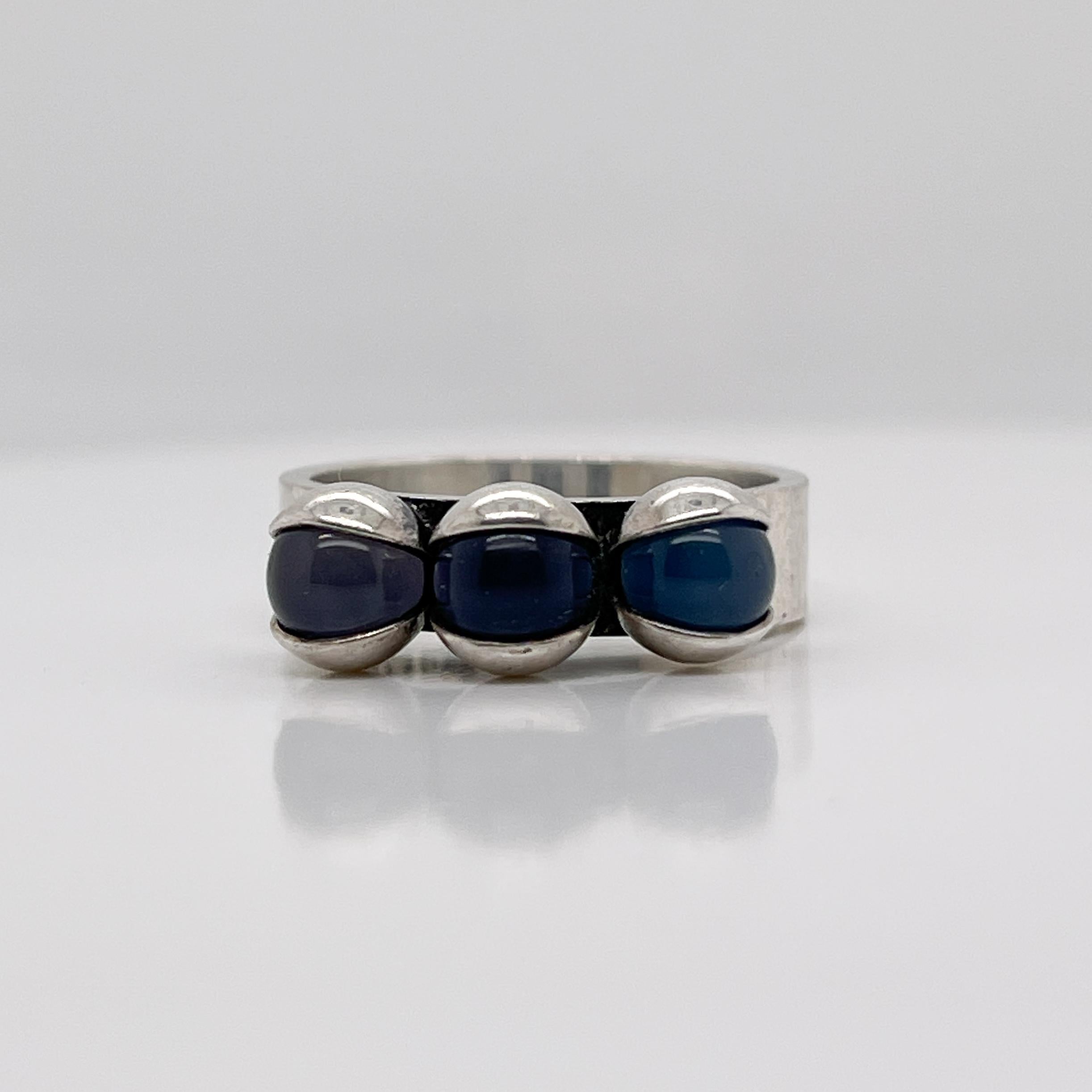 Elis Kauppi Finnish Modern Sterling Silver & Amethyst Ring In Good Condition For Sale In Philadelphia, PA