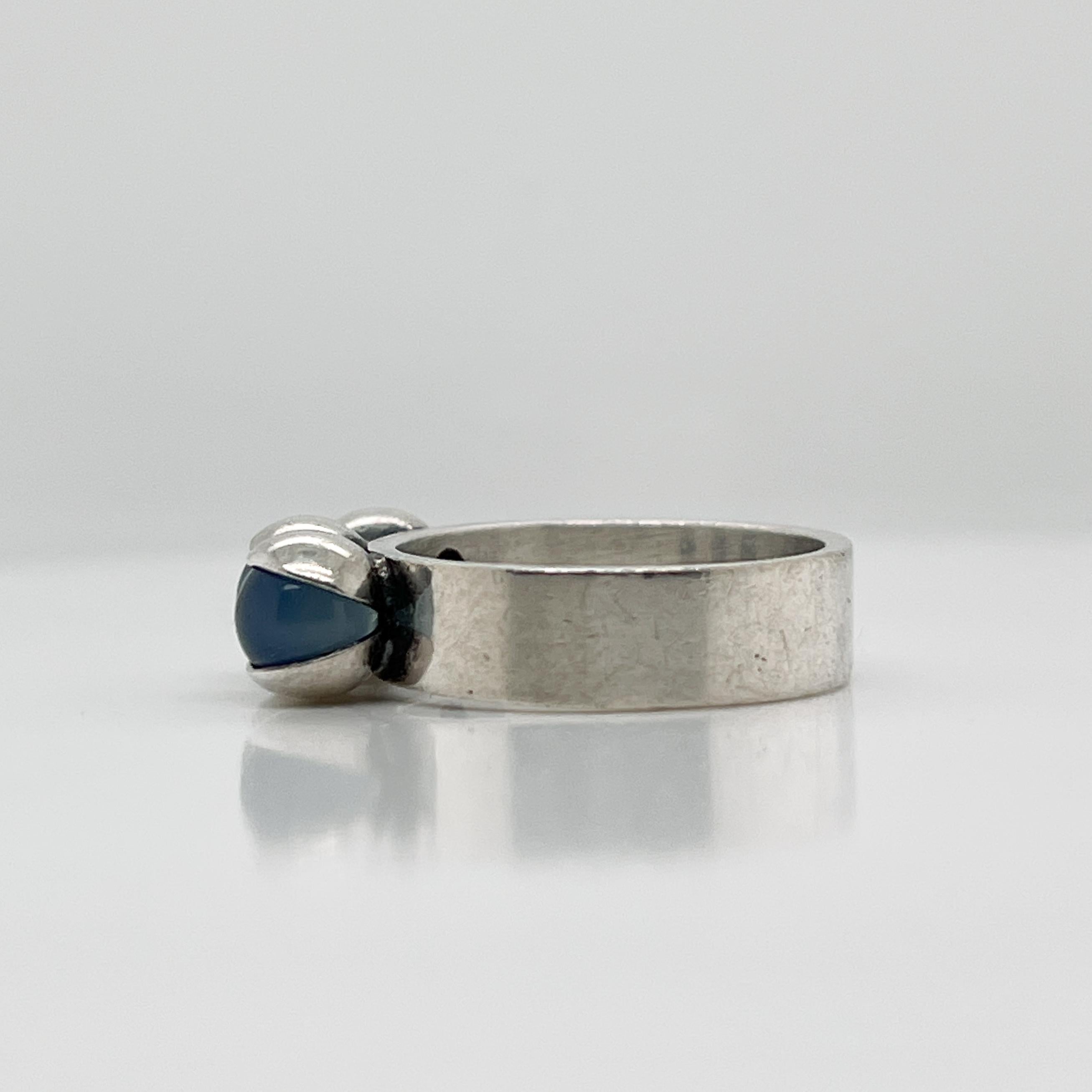 Women's Elis Kauppi Finnish Modern Sterling Silver & Amethyst Ring For Sale
