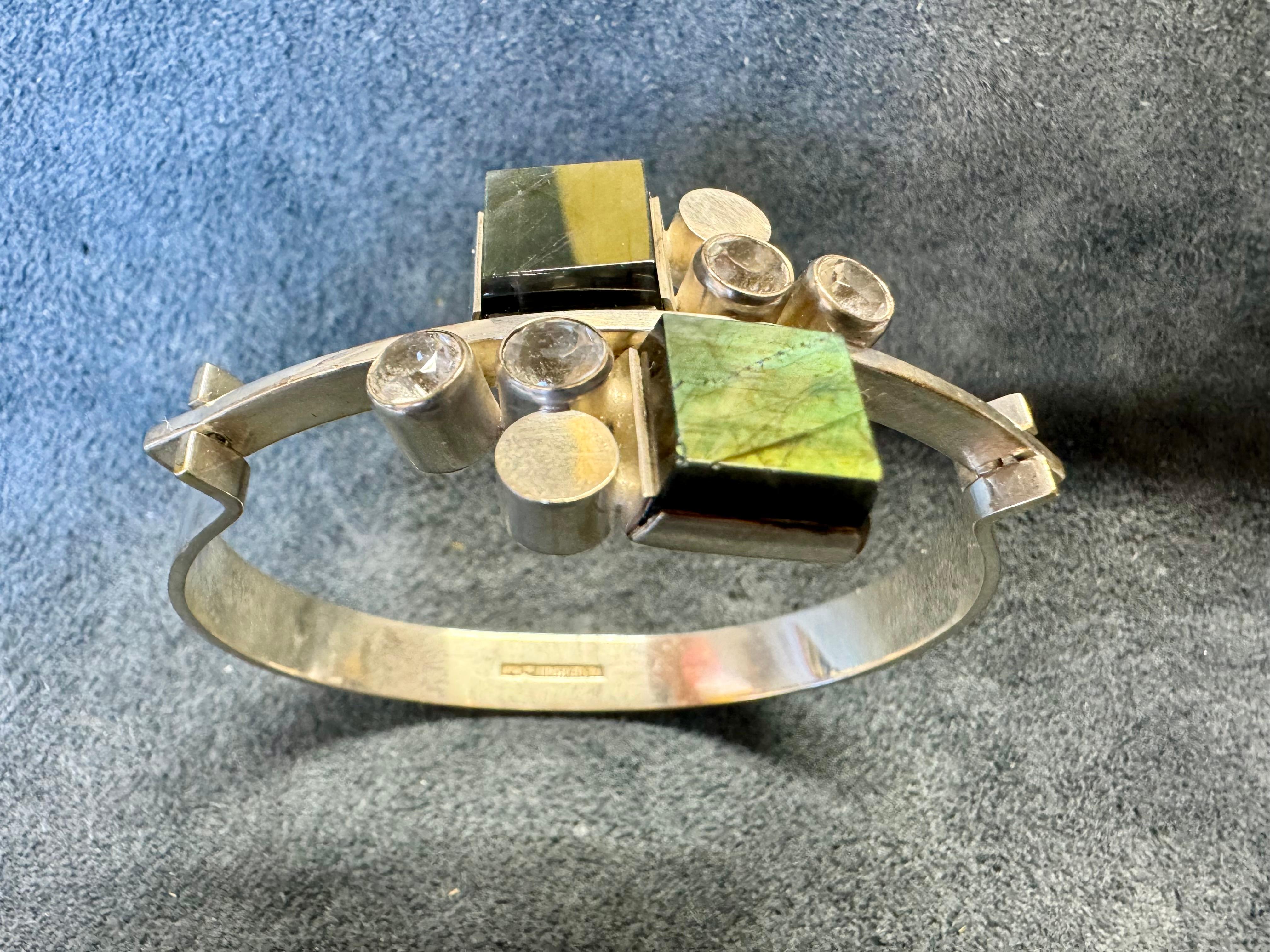 Modernist Elis Kauppi for Kupittaan Kulta Oy Silver Bracelet Made 1965. For Sale