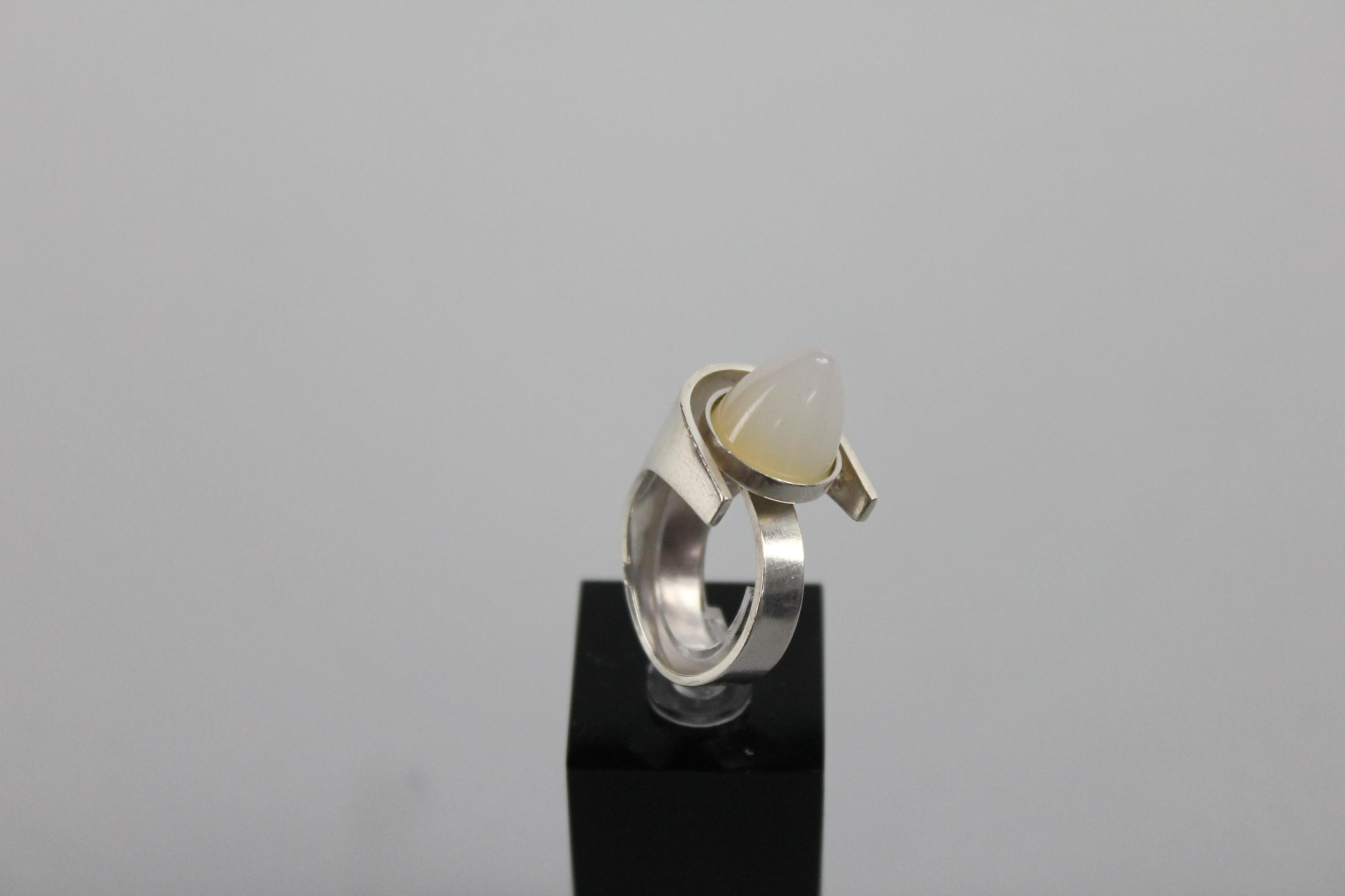 Elis Kauppi Scandinavian Modernist Ring in Sterling Silver In Good Condition In Skanninge, SE