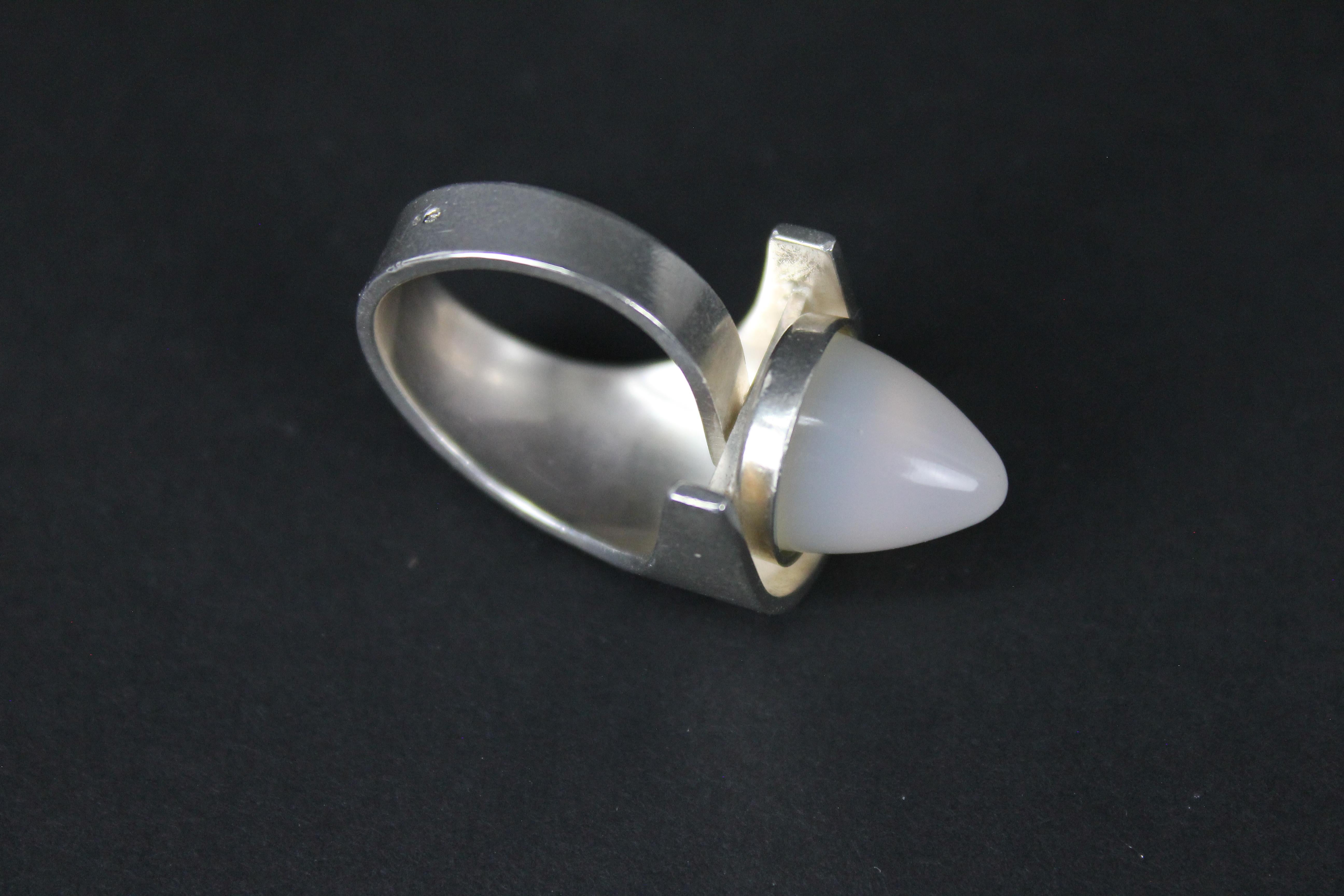 Elis Kauppi Scandinavian Modernist Ring in Sterling Silver 1