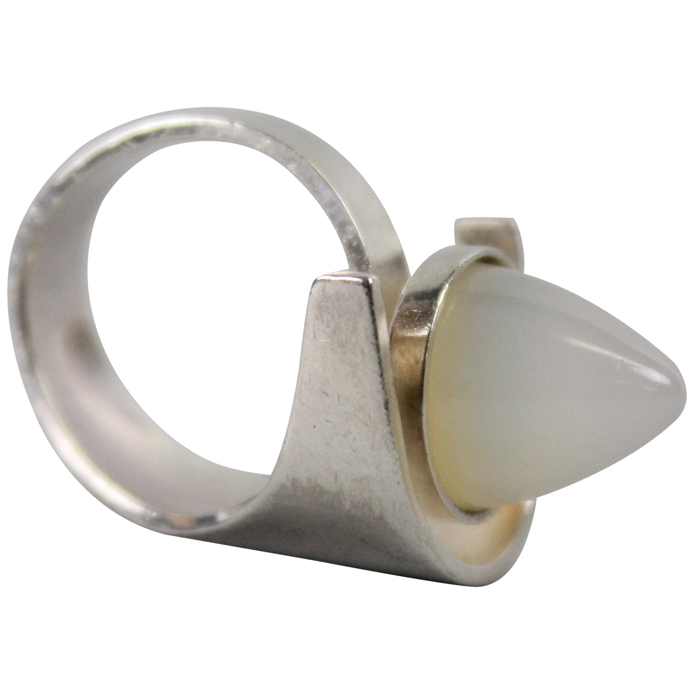 Elis Kauppi Scandinavian Modernist Ring in Sterling Silver