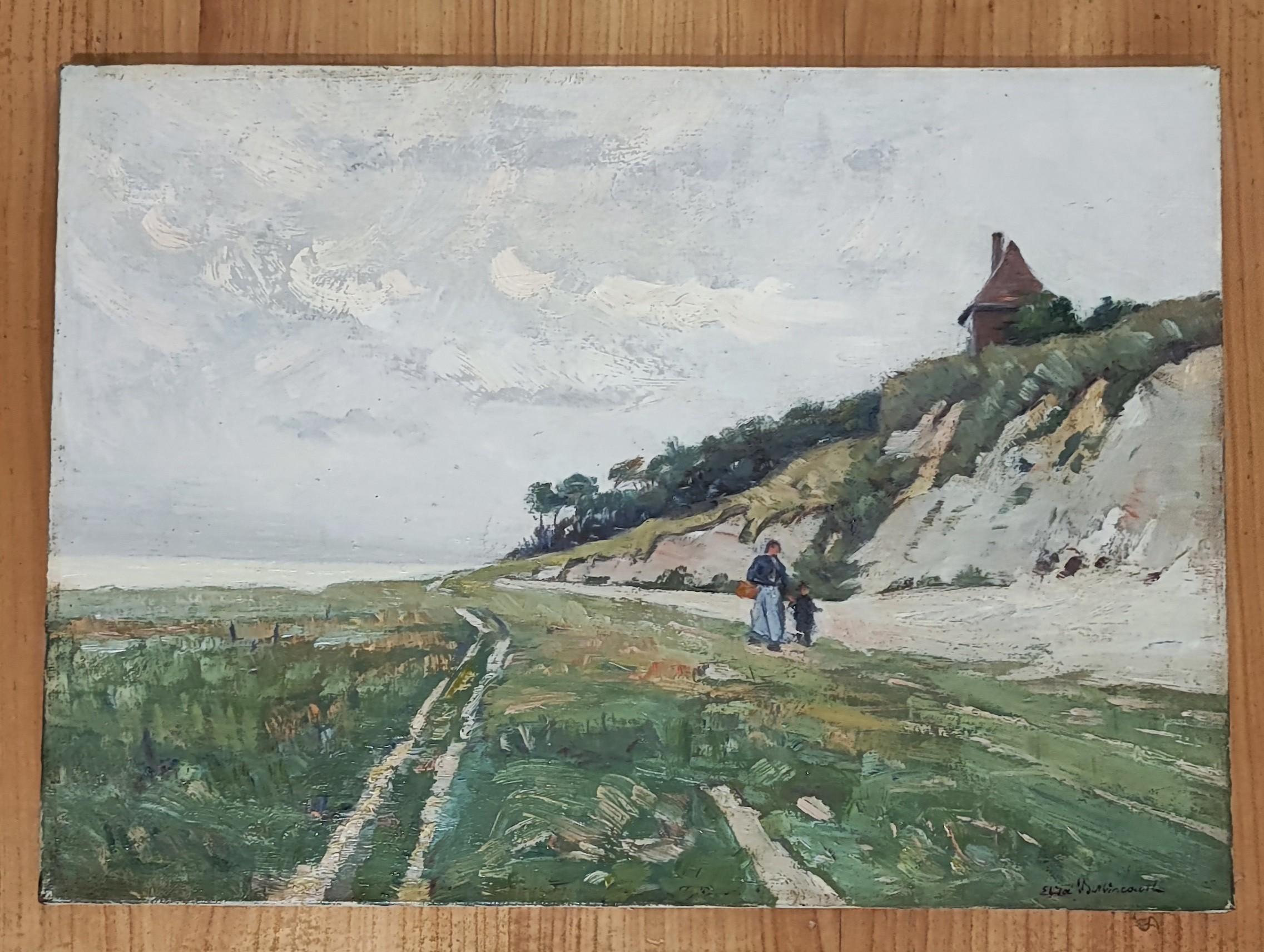 Walk by the lake - Painting by Elisa Berlincourt