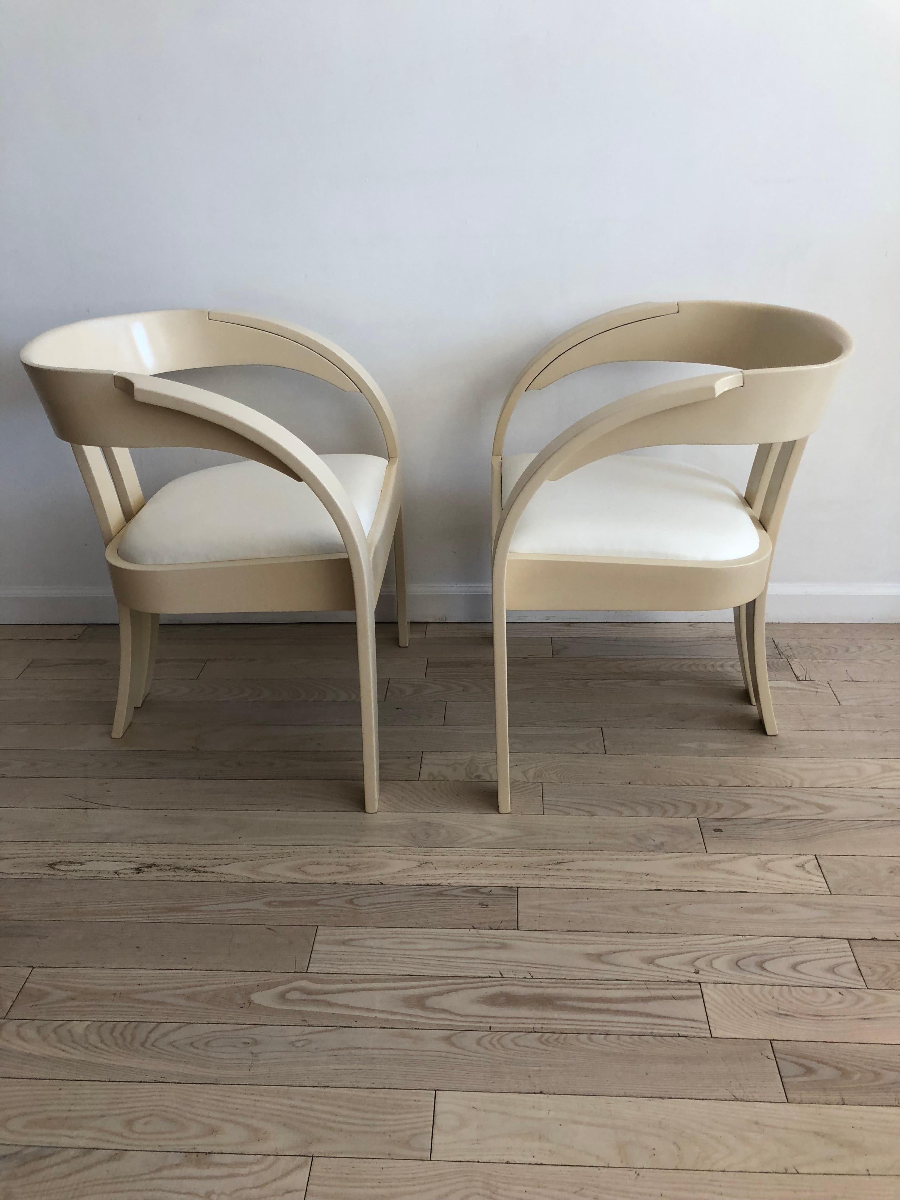 Elisa Chairs by Giovanni Bassi for Poltronova, Pair of Cream and White Chairs 6