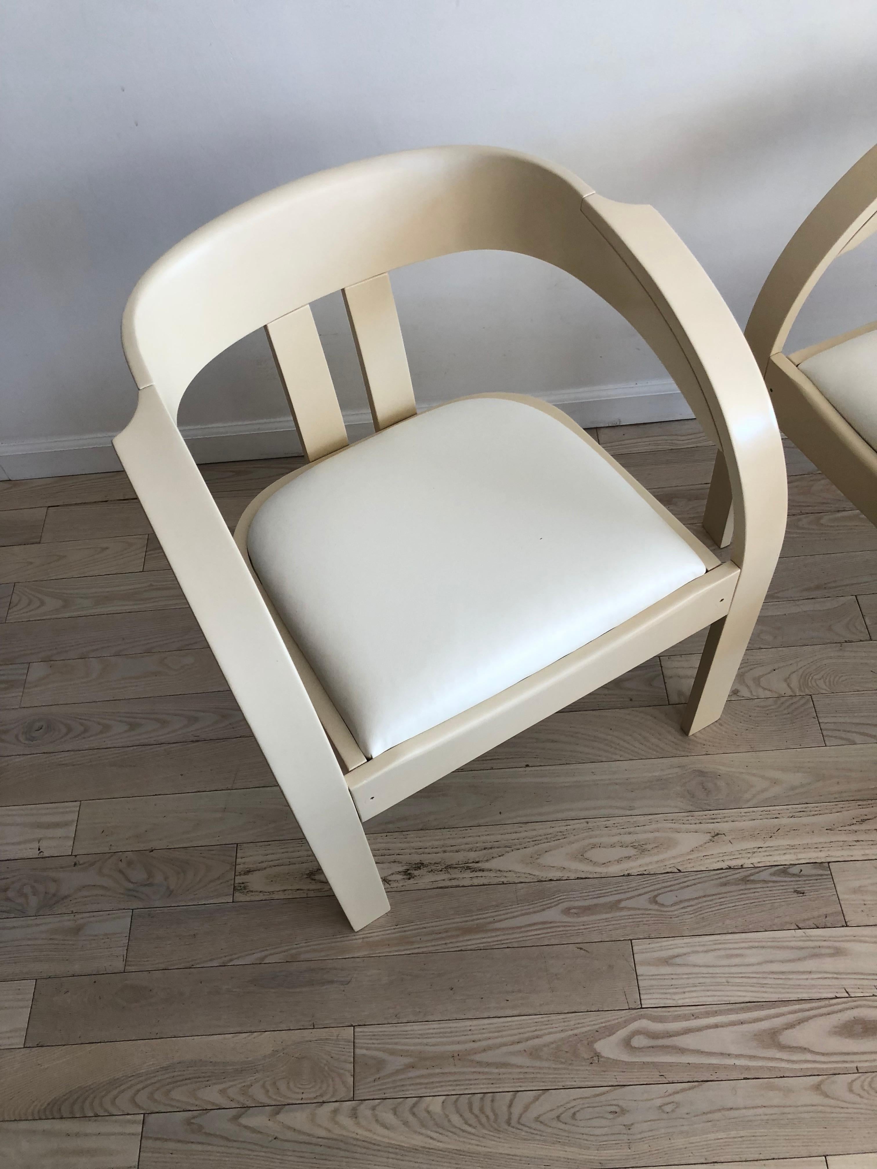 Mid-20th Century Elisa Chairs by Giovanni Bassi for Poltronova, Pair of Cream and White Chairs