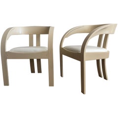 Elisa Chairs by Giovanni Bassi for Poltronova, Pair of Cream and White Chairs