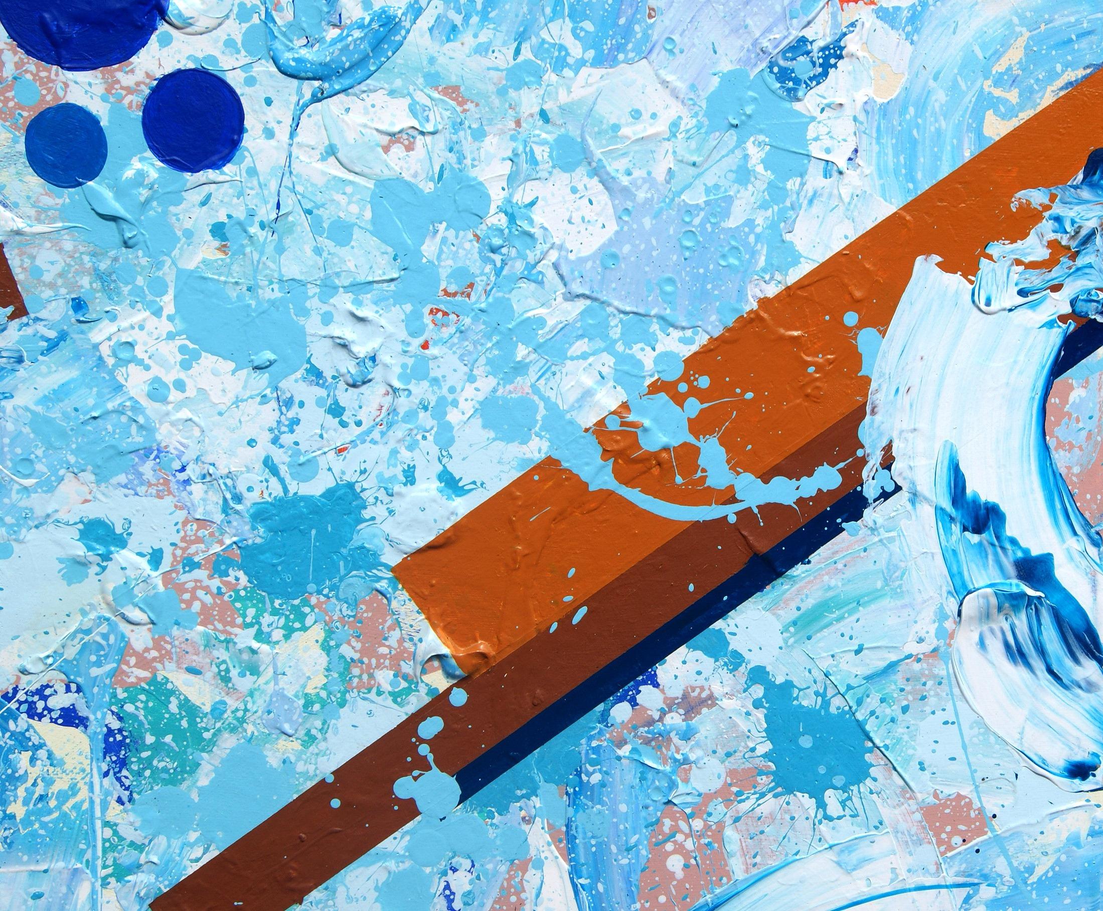 Winter Fun - Blue Abstract Painting by Elisa Faustina