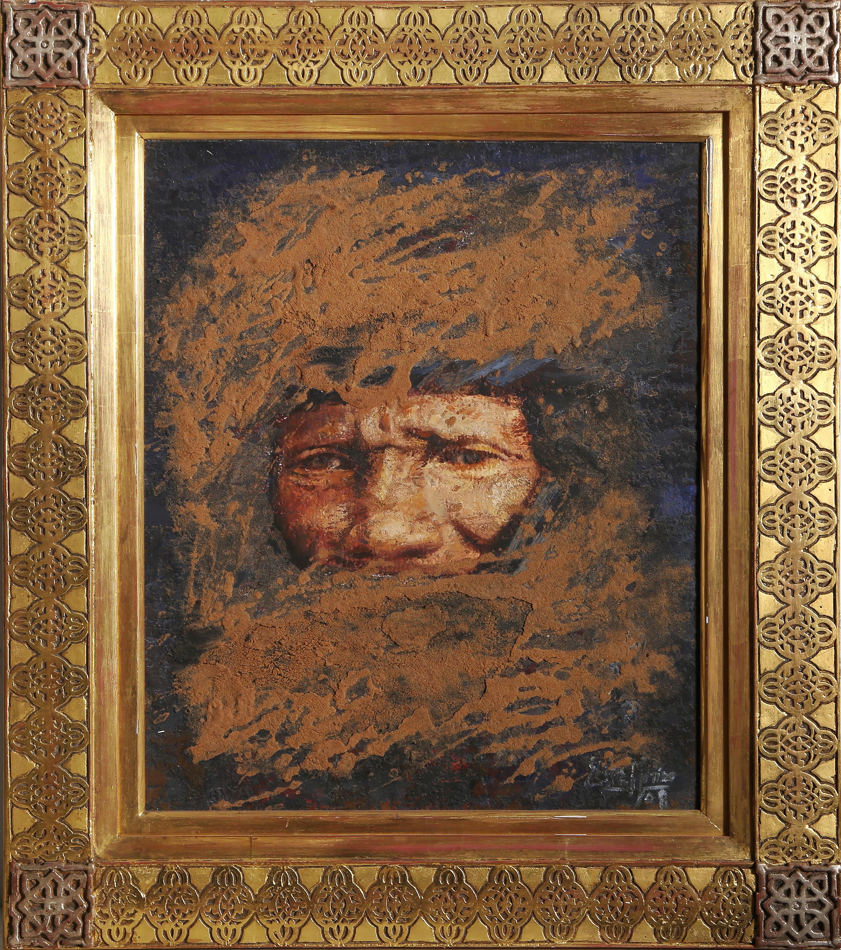 Elisa Merino, Spanish - Portrait of Man, Medium:  Acrylic and Mixed Media on Linen, signed lower right, Size:  22.75 x 19 in. (57.79 x 48.26 cm), Frame Size:  32.25 x 28.5 inches

