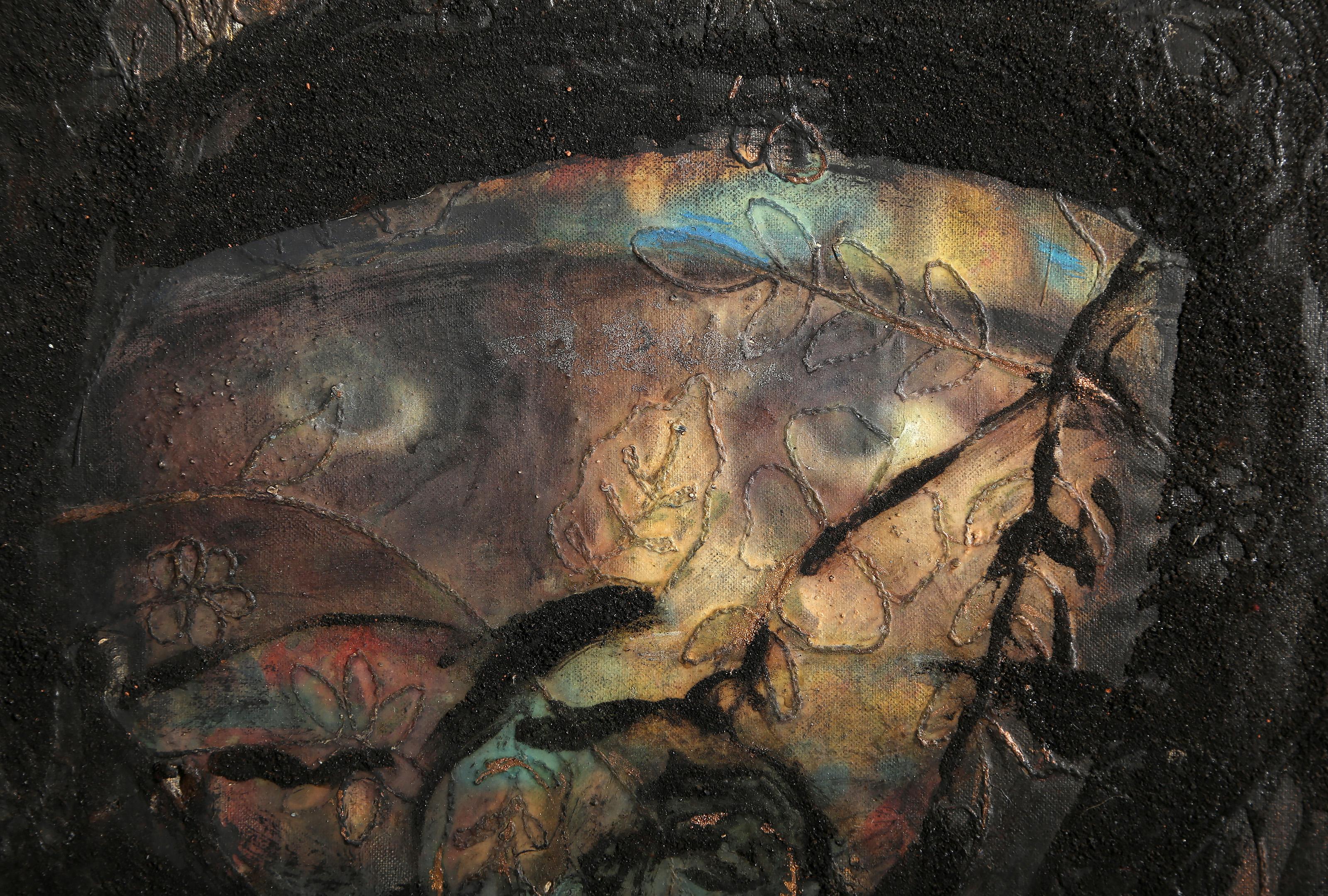 Portrait, Surrealist Mixed Media Painting by Elisa Merino For Sale 1