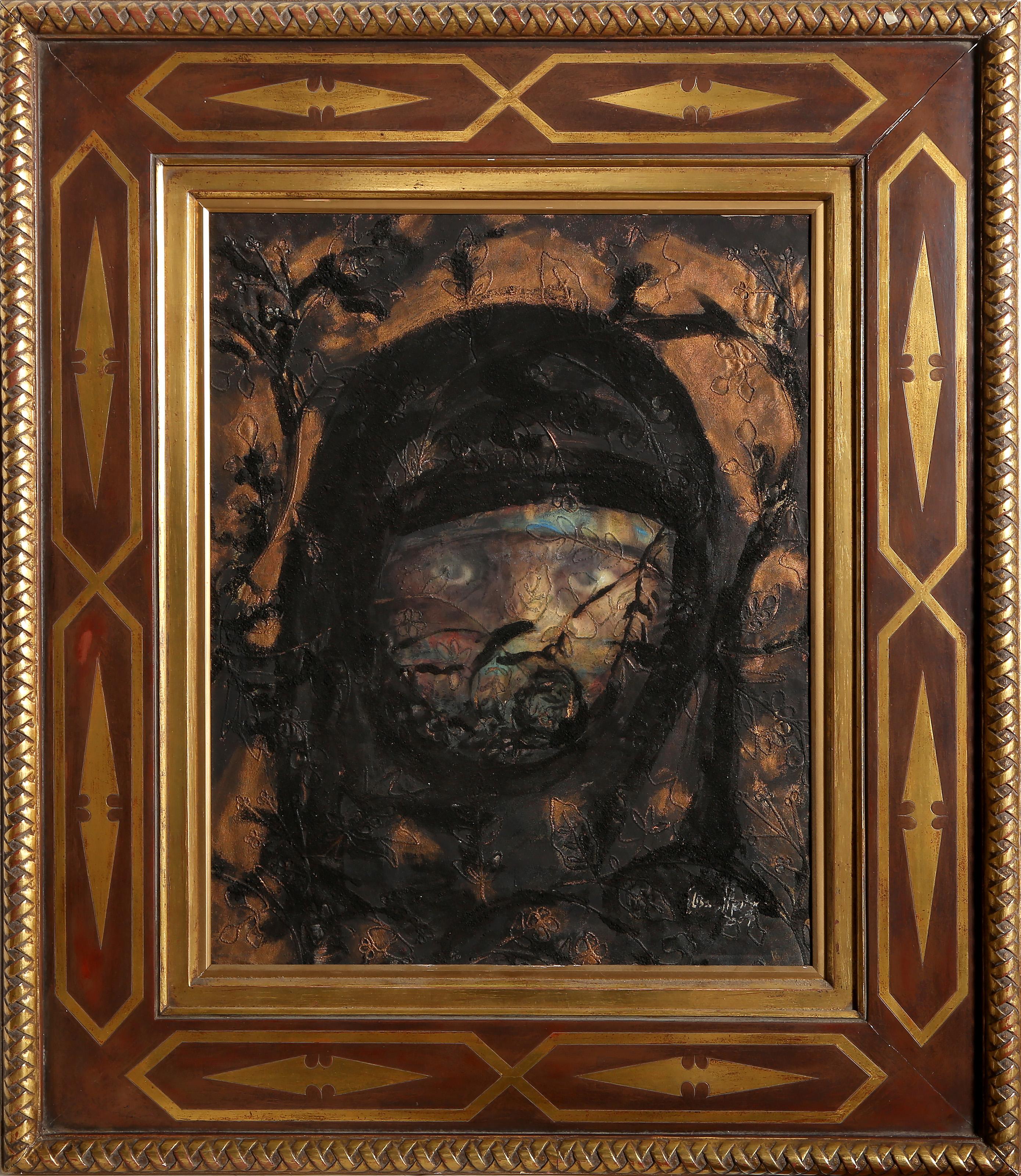Elisa Merino, Spanish - Portrait, Medium:  Oil and Mixed Media on Board, signed lower right, Size:  23 x 19 in. (58.42 x 48.26 cm), Frame Size:  35 x 30.5 inches
