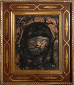 Portrait, Surrealist Mixed Media Painting by Elisa Merino