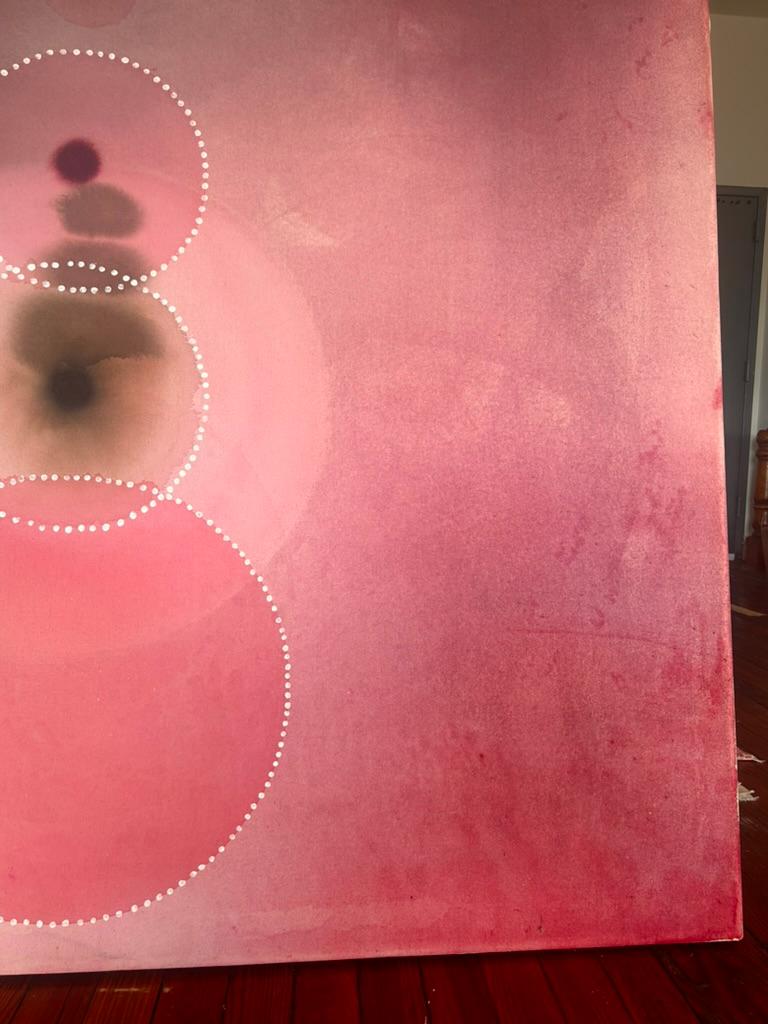 'Campi d'aura - studio #2' - pittura astratta geometrica a macchia d'olio - Abstract Painting Rosa di Elisa Niva
