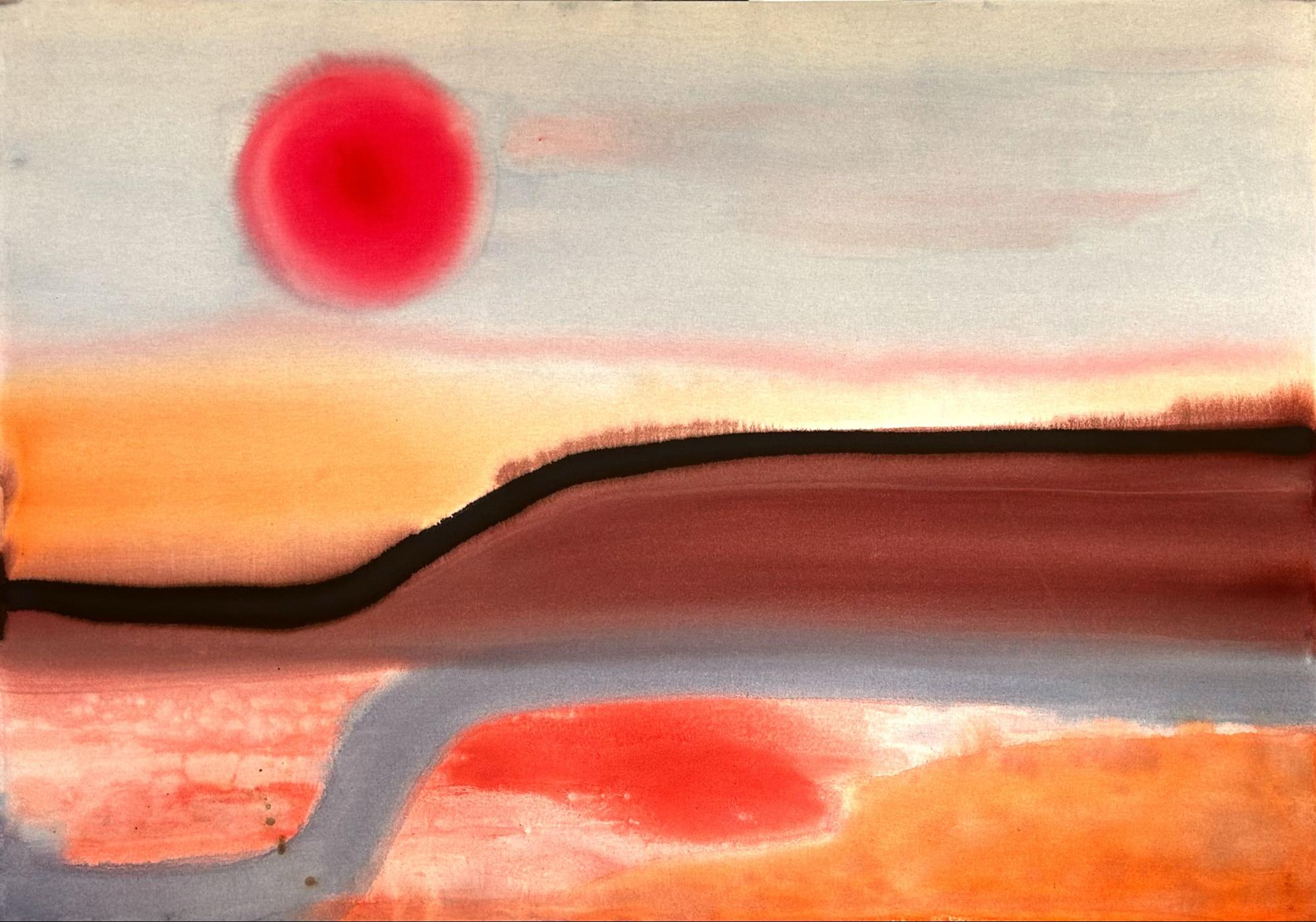 'La dicha siempre en el horizonte'- pintura tántrica abstracta de 42 