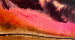 « Earth//Air » - scène de nature abstraite, peinture à la teinture champêtre couleur