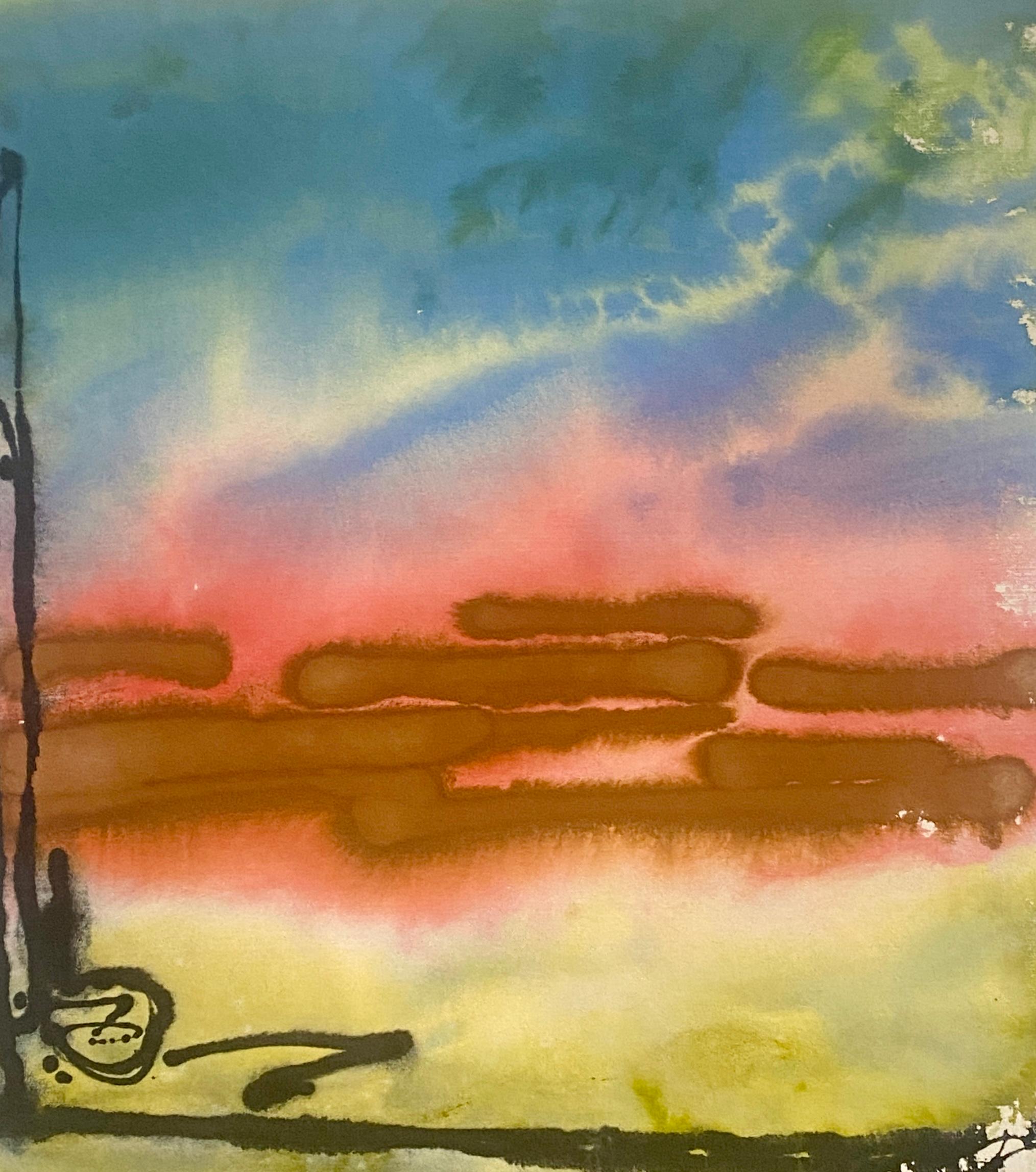 Earth and Sky #2 – Abstraktes Farbfeldgemälde, Acryl auf roher Leinwand