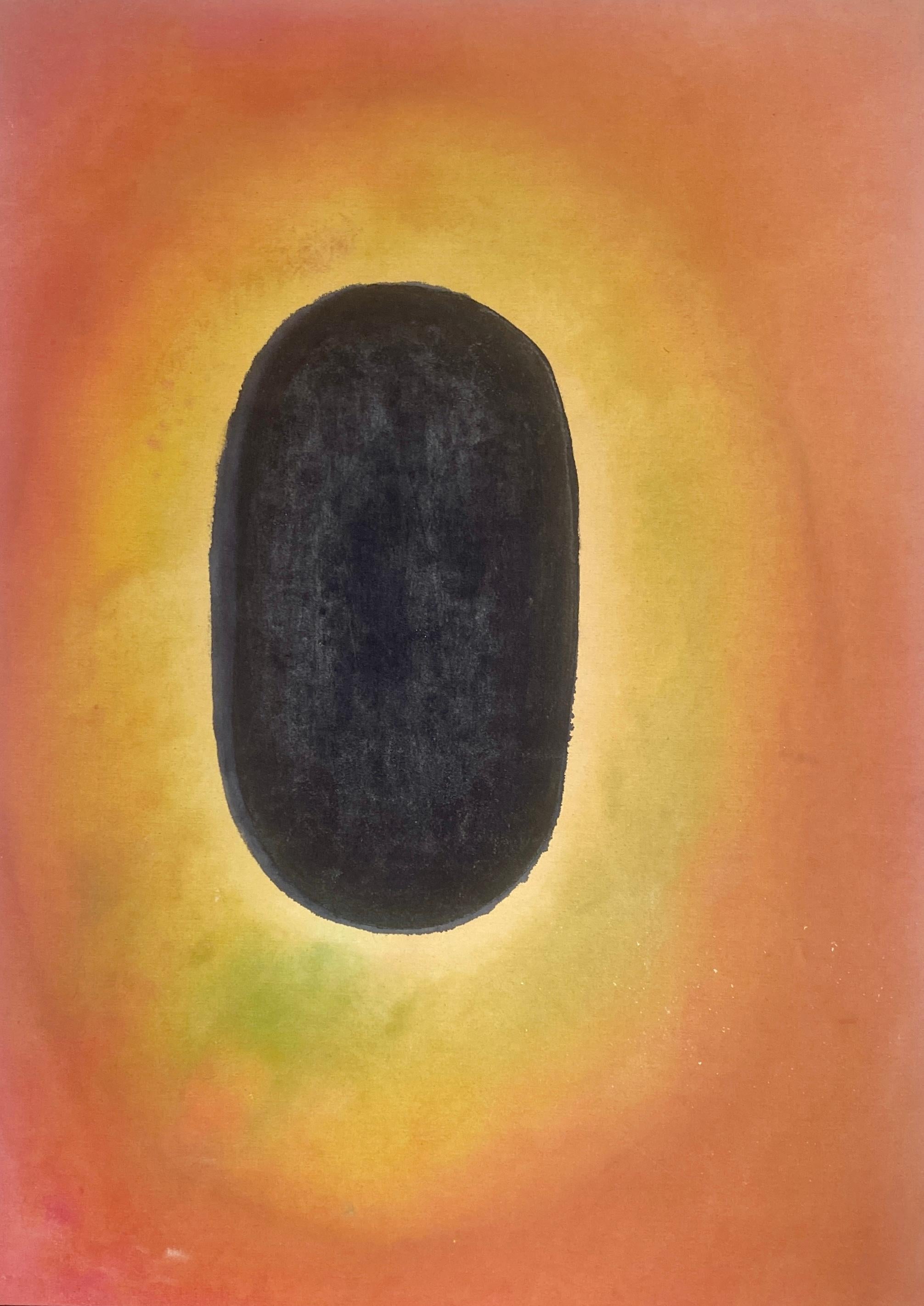 Abstract Painting Elisa Niva - Peinture de Tantra à l'eau-forte #2 - peinture de méditation abstraite en teinture de couleur dans le champ