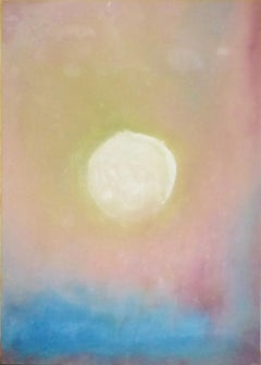 Moon Rising - Abstract stain painting acrylic on raw canvas