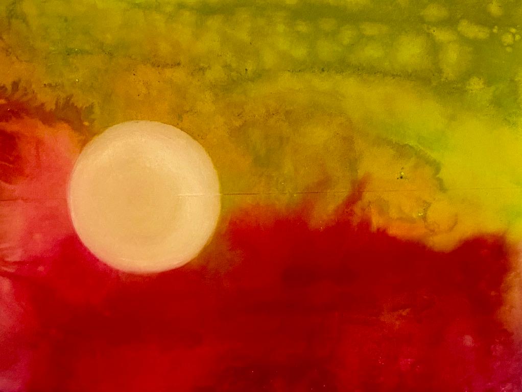 Abstract Painting Elisa Niva - Paysage de lune #2- Peinture abstraite à la teinture de chêne