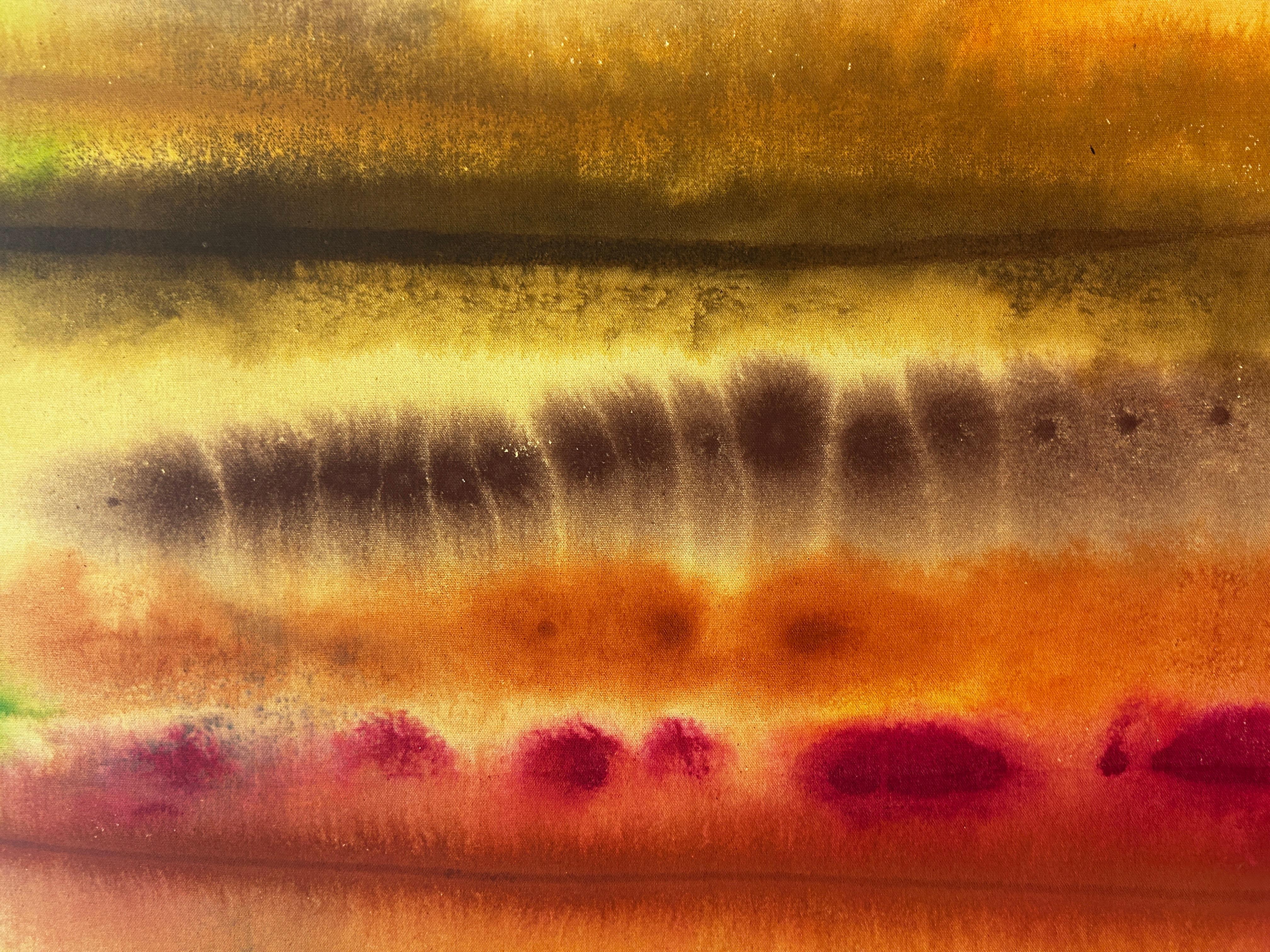 'Saharah'-  abstract nature scene, color-field stain painting - Brown Abstract Painting by Elisa Niva