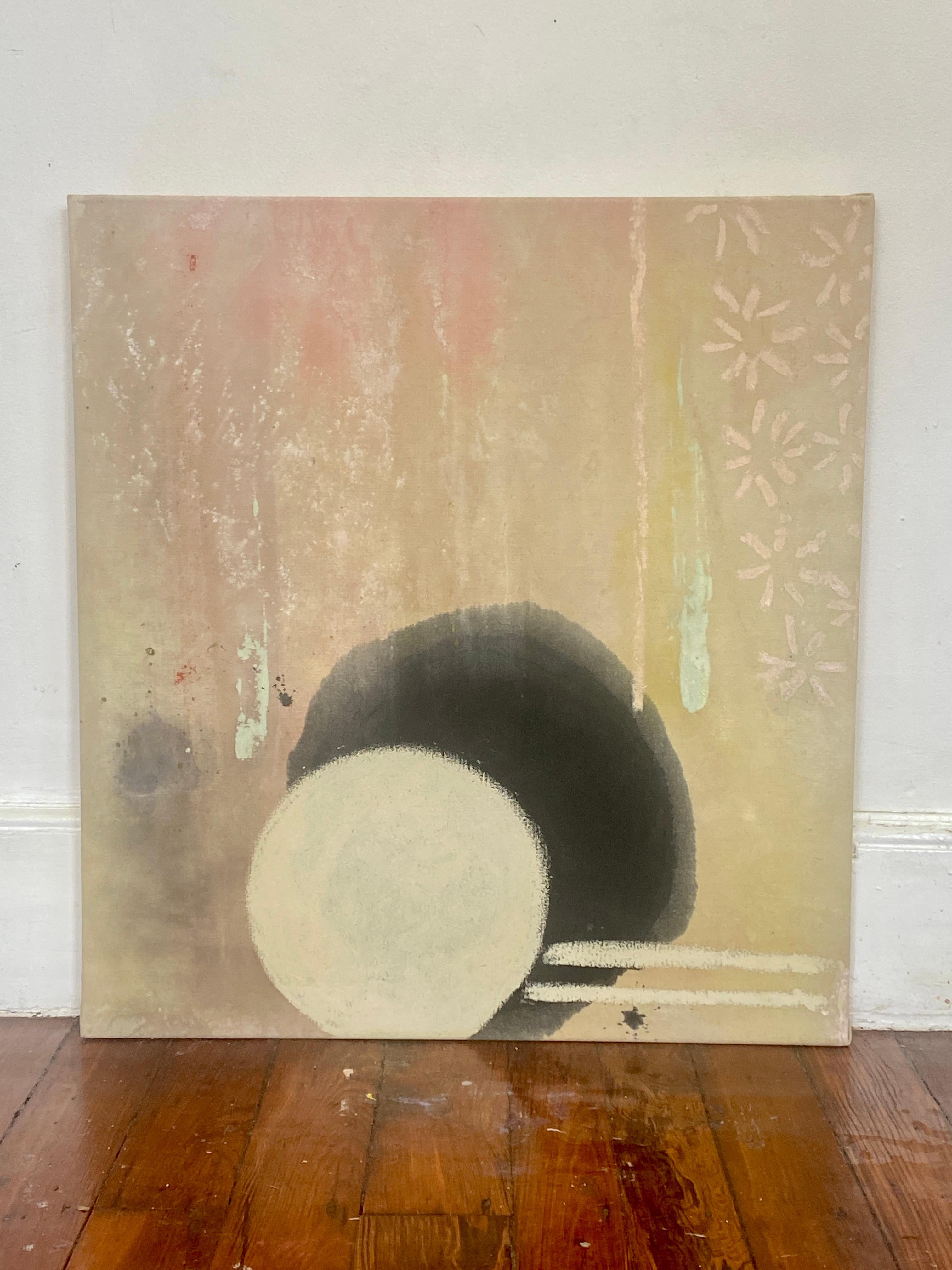 La lune des solstices d'été - Peinture abstraite à teinture champêtre - Colorfield Painting par Elisa Niva