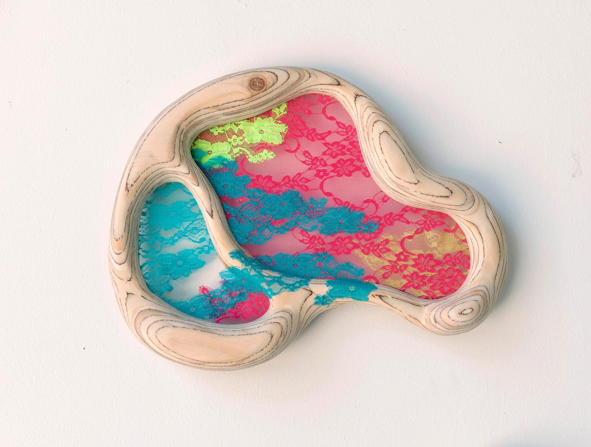 Lacescape IV - Contemporary Wall Hung Sculpture (Blue+Green+Pink) - Mixed Media Art by Elisa Ortega Montilla