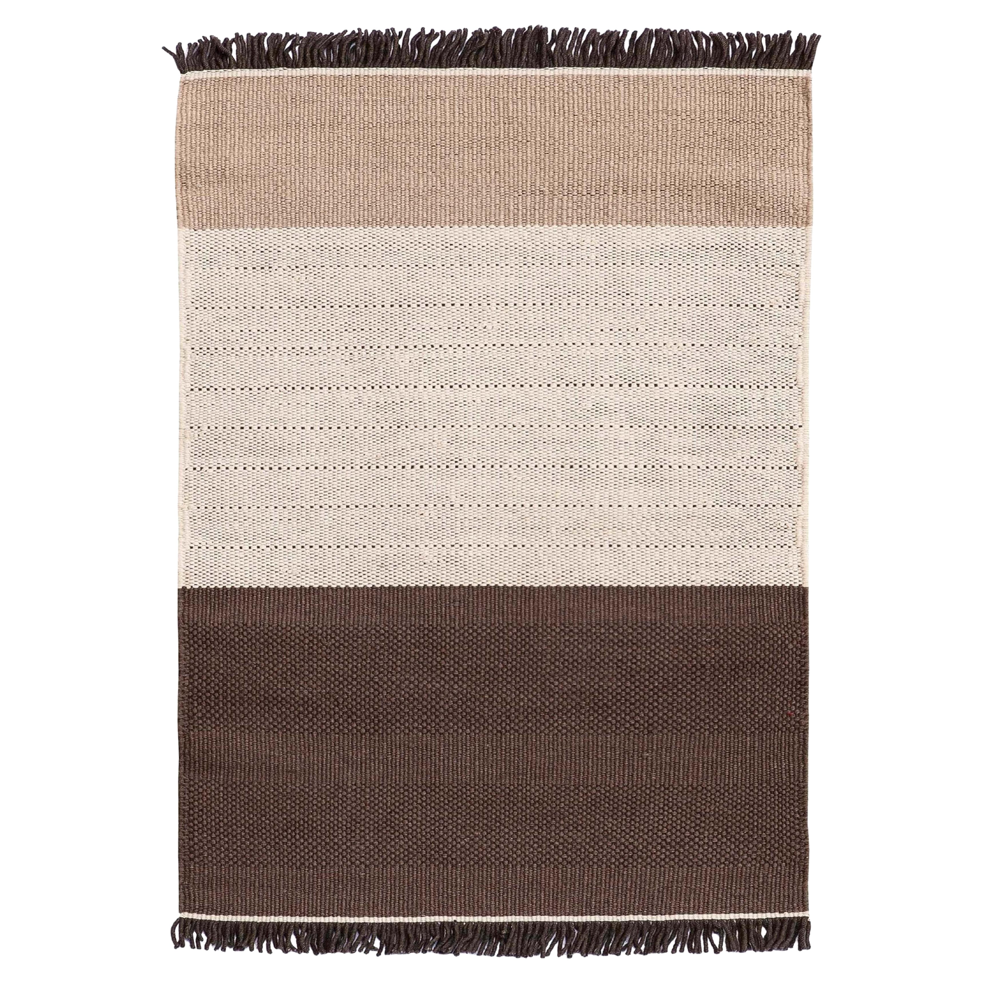 Elisa Padrón Tres Stripes Rug Chocolate 5'7" x 7'10" for NaniMarquina For Sale